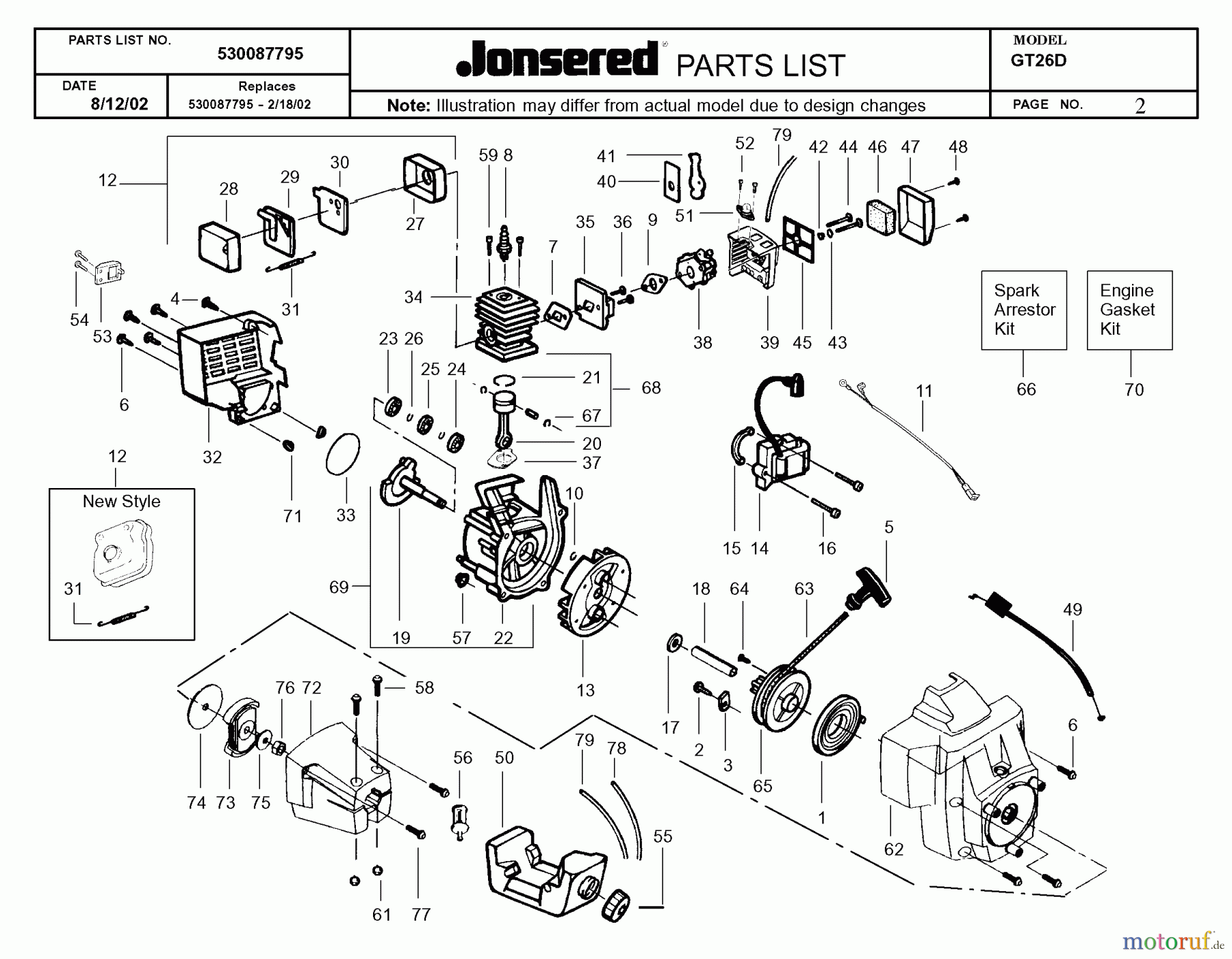  Jonsered Motorsensen, Trimmer GT26D - Jonsered String/Brush Trimmer (2002-08) ENGINE