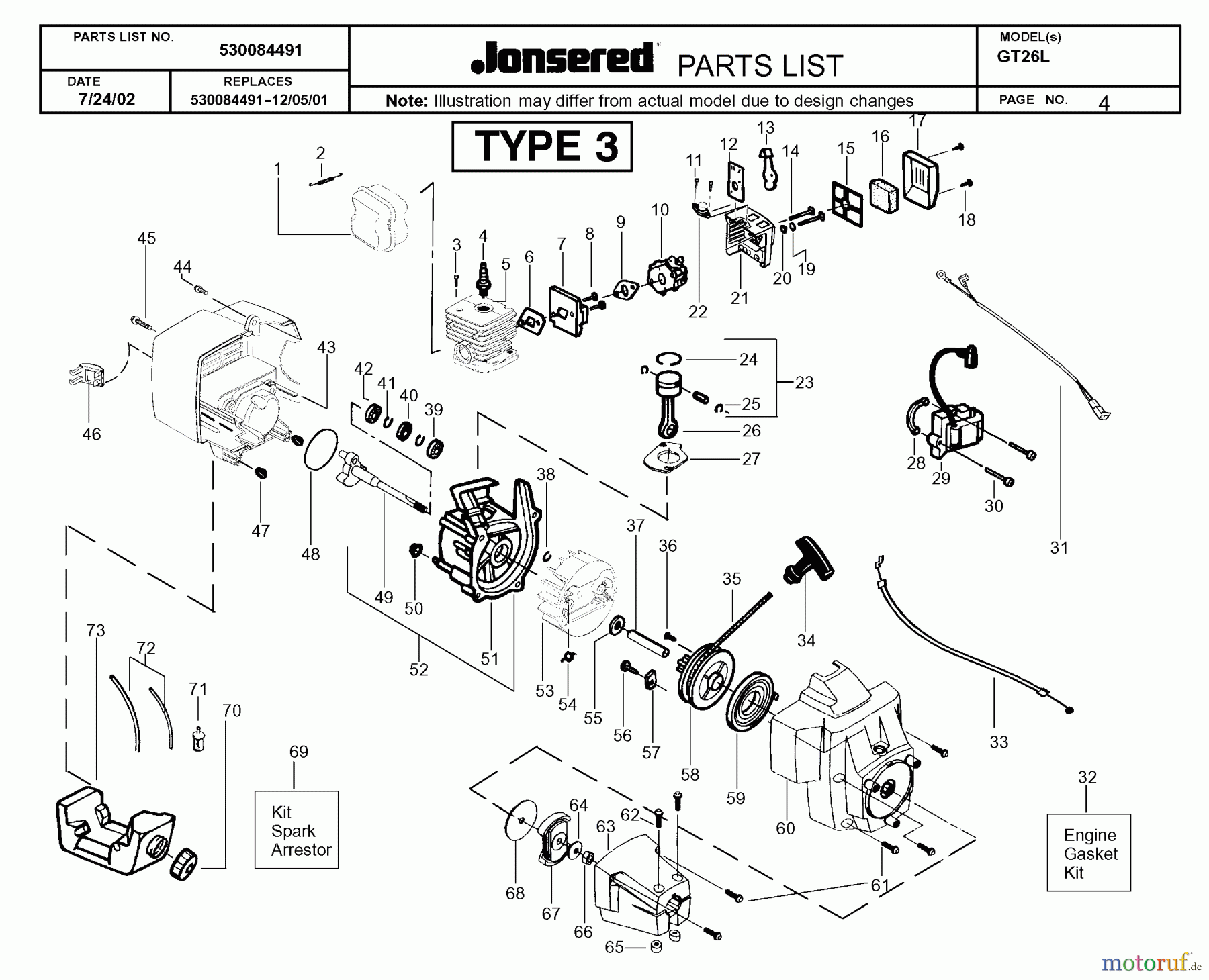  Jonsered Motorsensen, Trimmer GT26L - Jonsered String/Brush Trimmer (2002-08) ENGINE #2