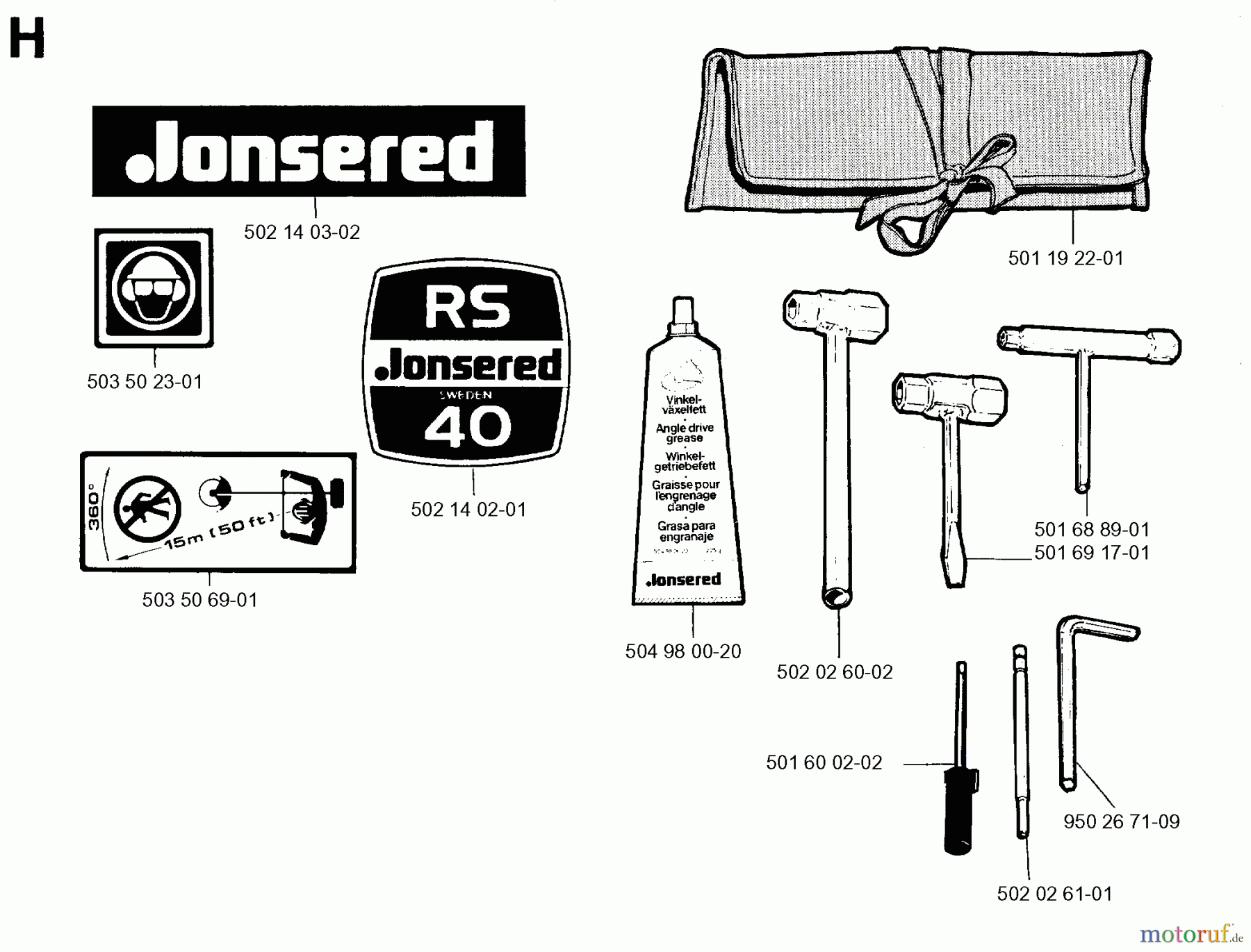  Jonsered Motorsensen, Trimmer RS40 - Jonsered String/Brush Trimmer (1990-02) ACCESSORIES #1