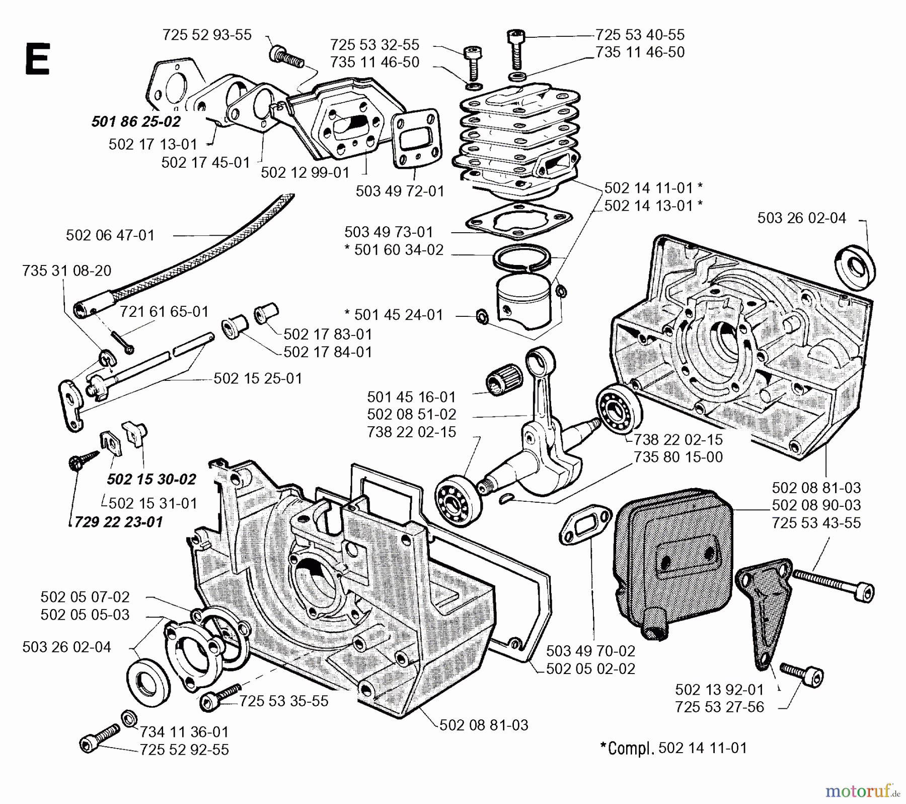  Jonsered Motorsensen, Trimmer RS40 - Jonsered String/Brush Trimmer (1990-02) CYLINDER CRANKCASE
