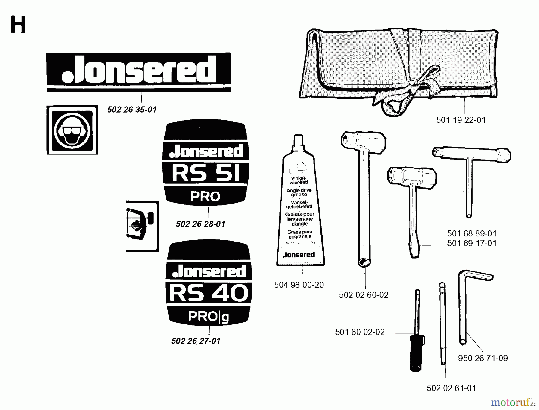  Jonsered Motorsensen, Trimmer RS51 - Jonsered String/Brush Trimmer (1991-09) ACCESSORIES #1