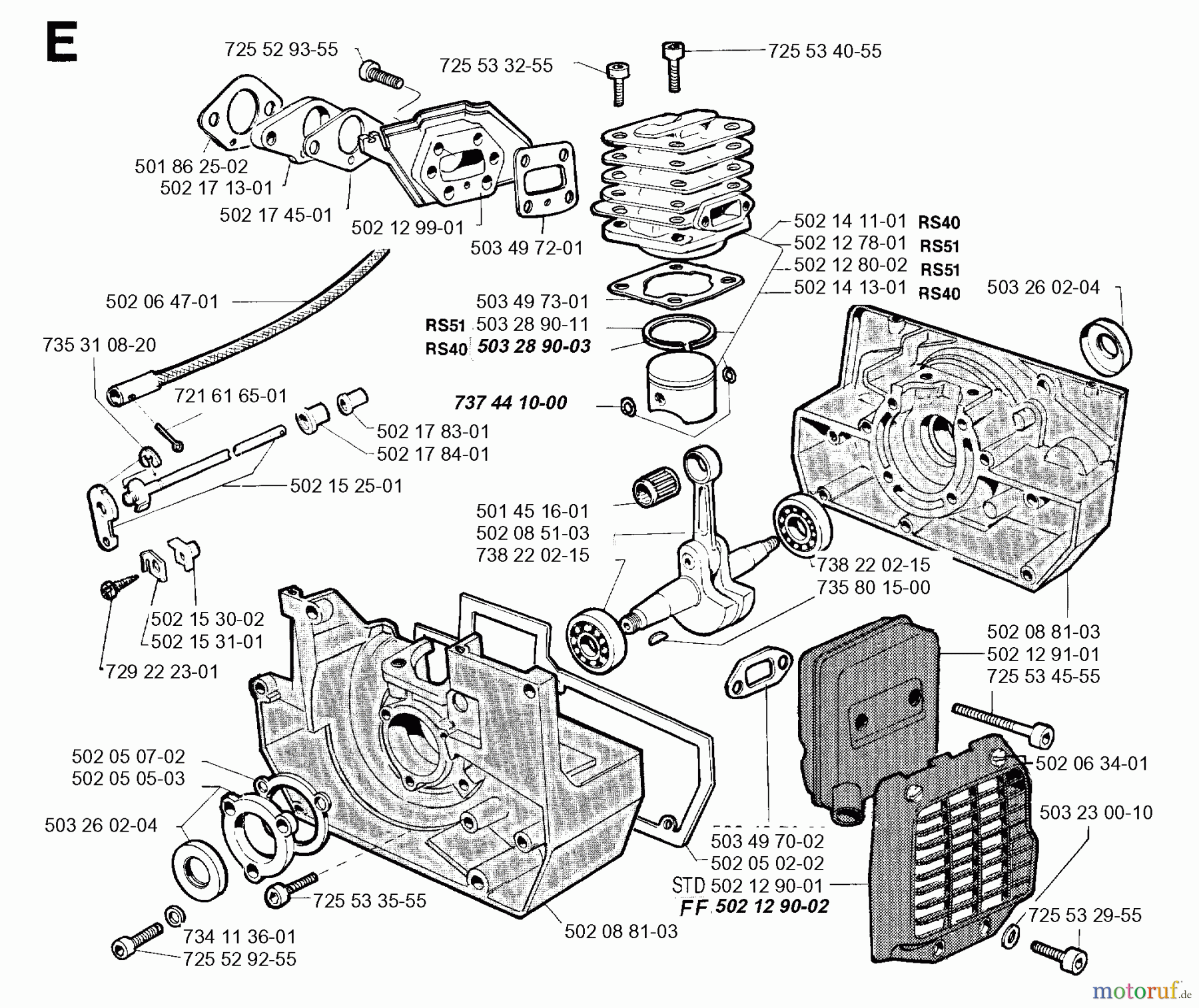  Jonsered Motorsensen, Trimmer RS40 - Jonsered String/Brush Trimmer (1991-09) CYLINDER CRANKCASE
