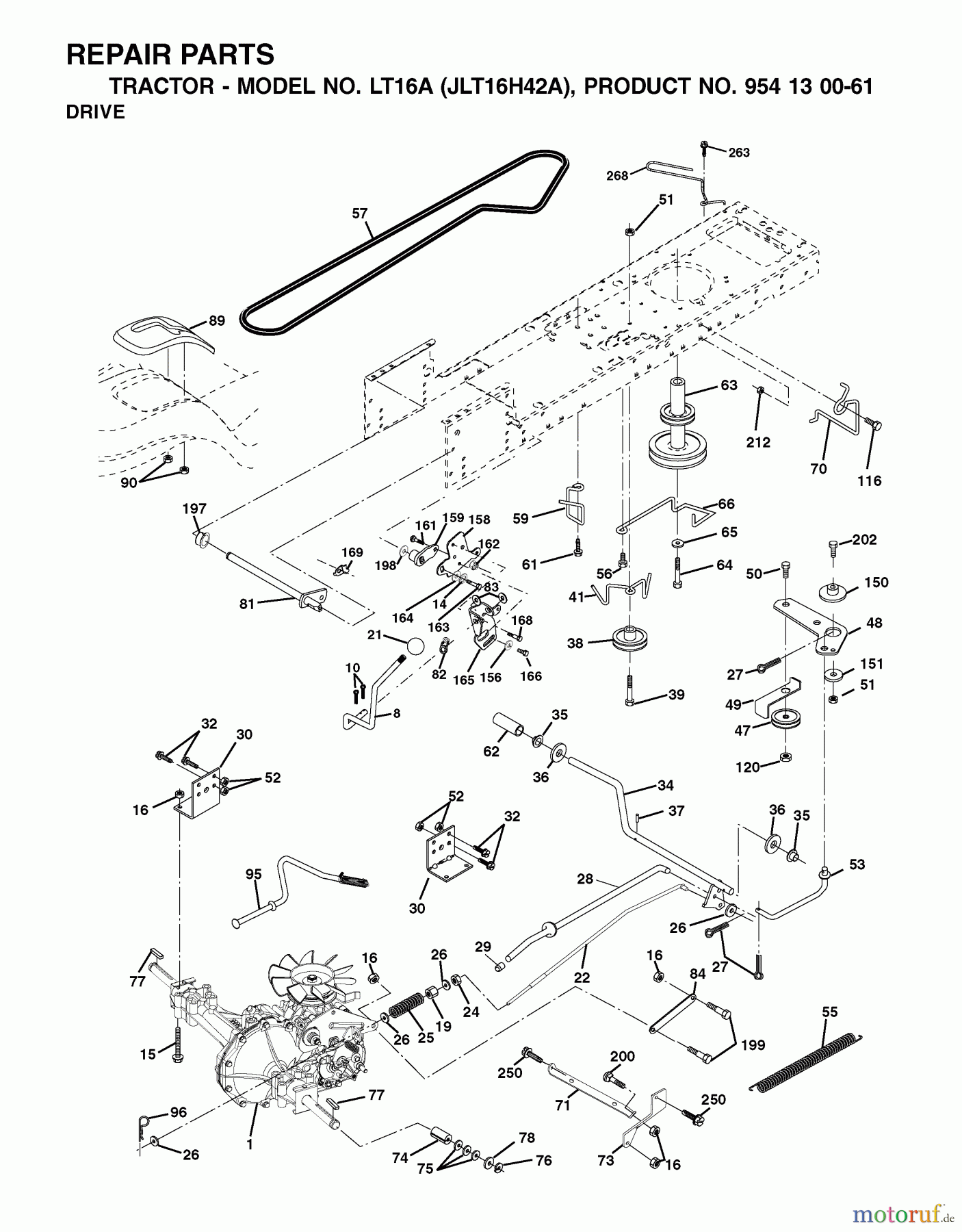  Jonsered Rasen  und Garten Traktoren LT16A (JLT16H42A, 954130061) - Jonsered Lawn & Garden Tractor (2002-06) DRIVE
