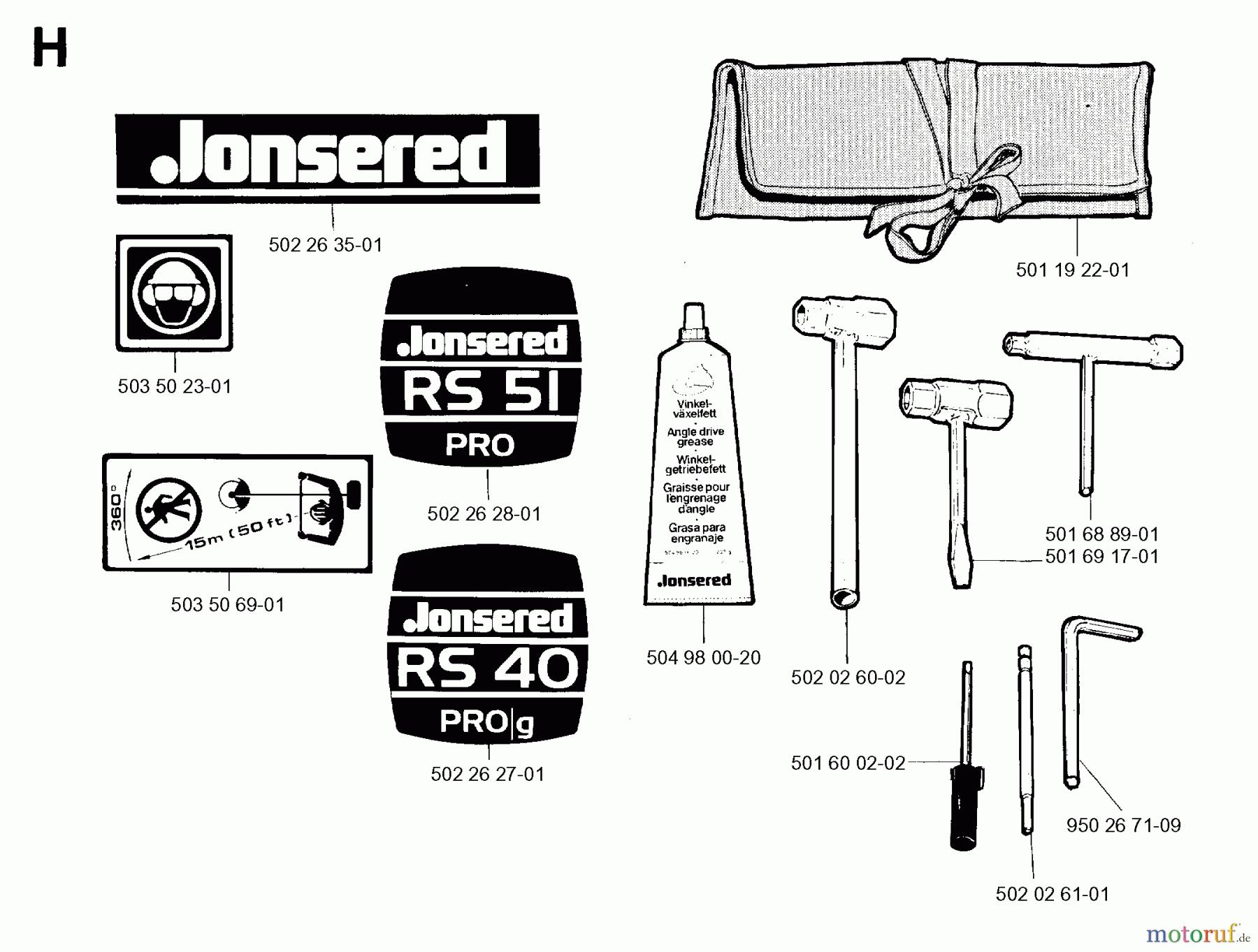  Jonsered Motorsensen, Trimmer RS51 - Jonsered String/Brush Trimmer (1992-05) ACCESSORIES #1