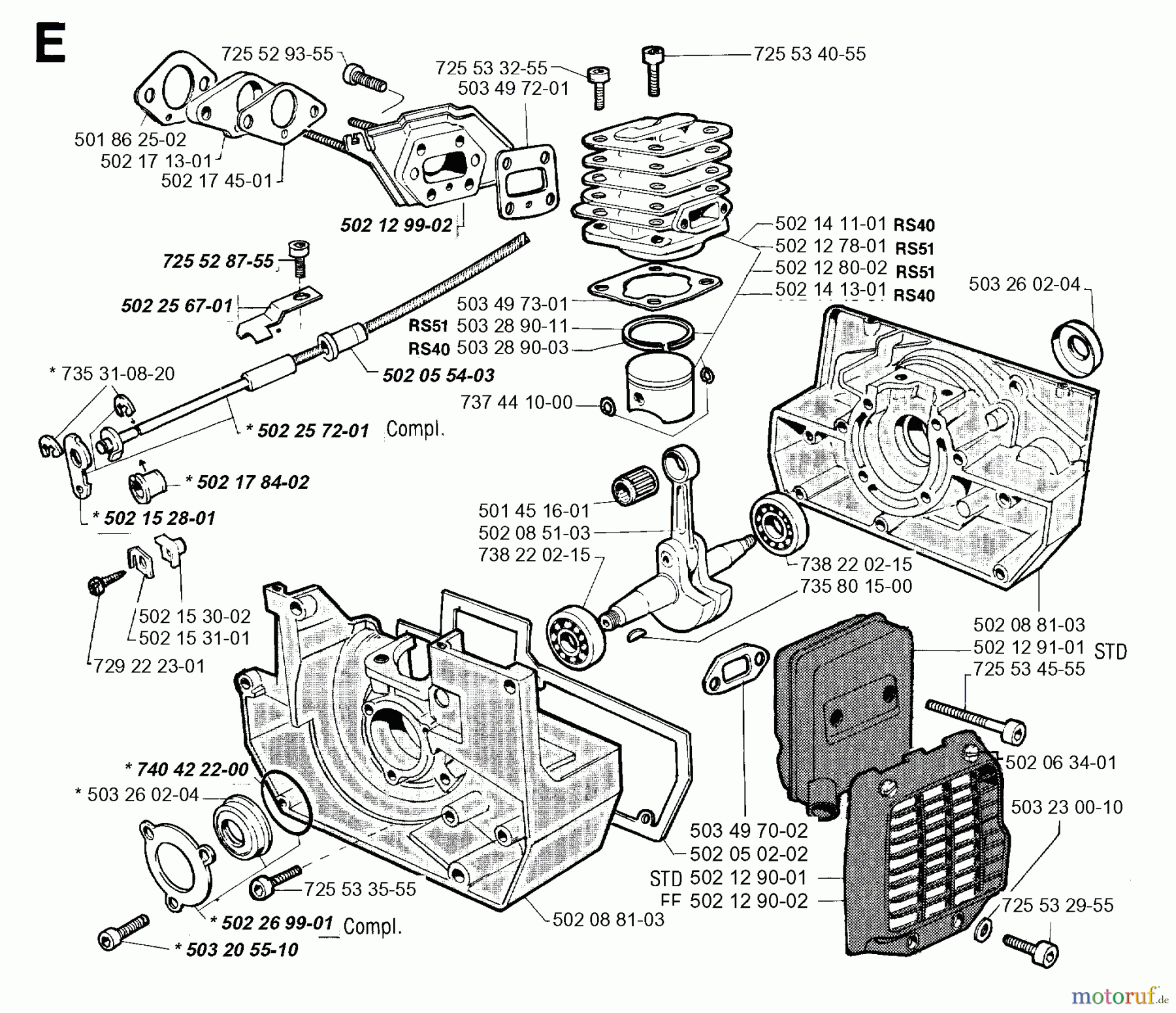  Jonsered Motorsensen, Trimmer RS40 - Jonsered String/Brush Trimmer (1992-05) CYLINDER CRANKCASE