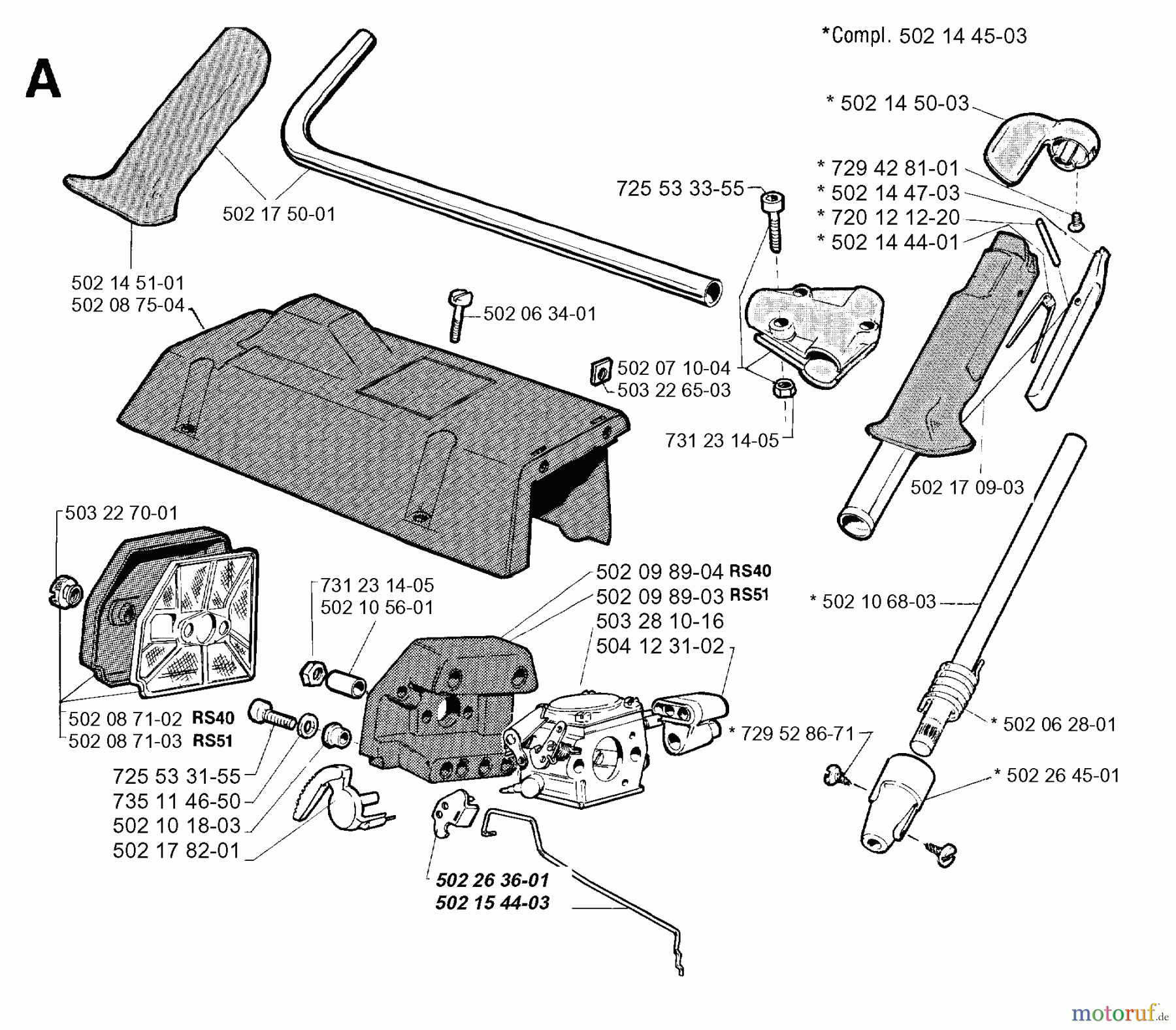  Jonsered Motorsensen, Trimmer RS40 - Jonsered String/Brush Trimmer (1992-05) HANDLE CONTROLS