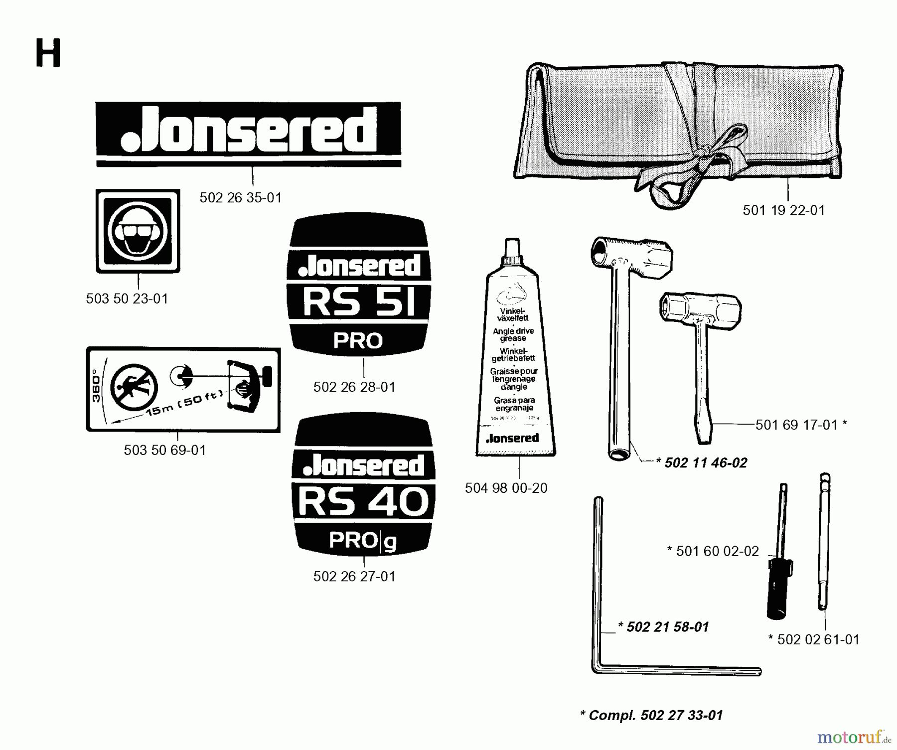 Jonsered Motorsensen, Trimmer RS51 - Jonsered String/Brush Trimmer (1993-05) ACCESSORIES #2