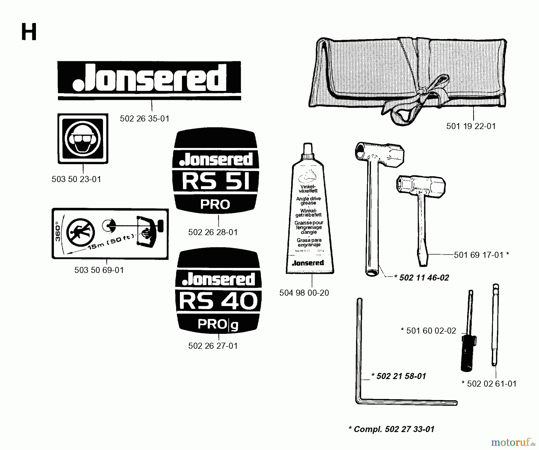  Jonsered Motorsensen, Trimmer RS51 - Jonsered String/Brush Trimmer (1993-05) ACCESSORIES #2