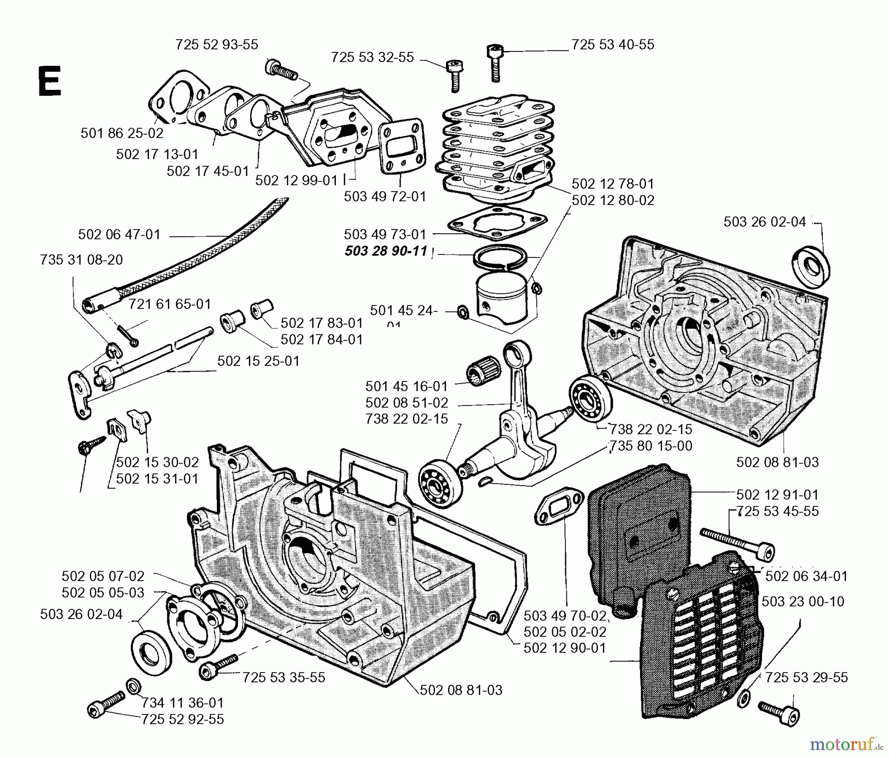  Jonsered Motorsensen, Trimmer RS51 - Jonsered String/Brush Trimmer (1990-06) CYLINDER CRANKCASE