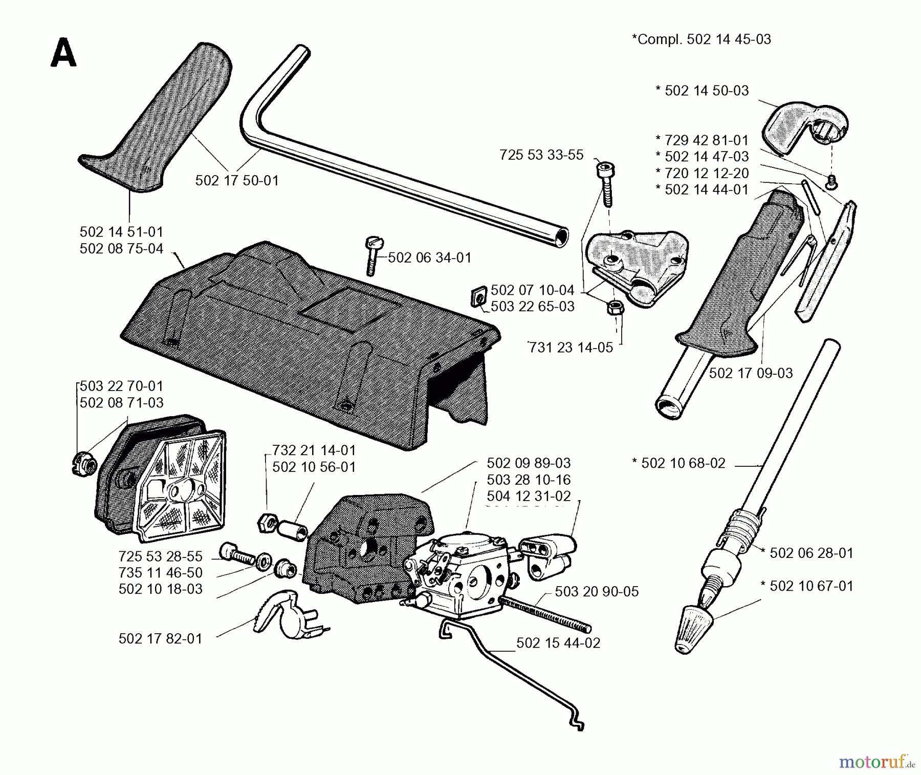  Jonsered Motorsensen, Trimmer RS51 - Jonsered String/Brush Trimmer (1990-06) HANDLE CONTROLS
