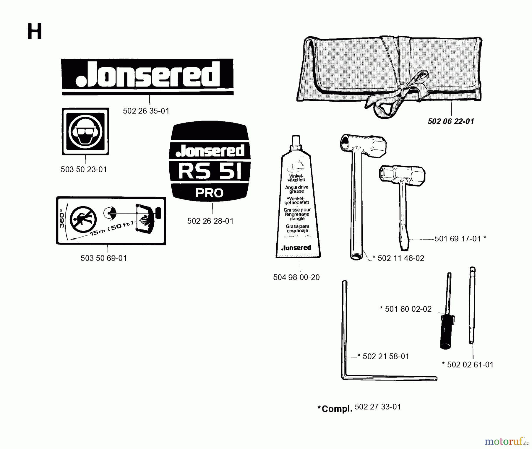  Jonsered Motorsensen, Trimmer RS51 - Jonsered String/Brush Trimmer (1994-06) ACCESSORIES #2