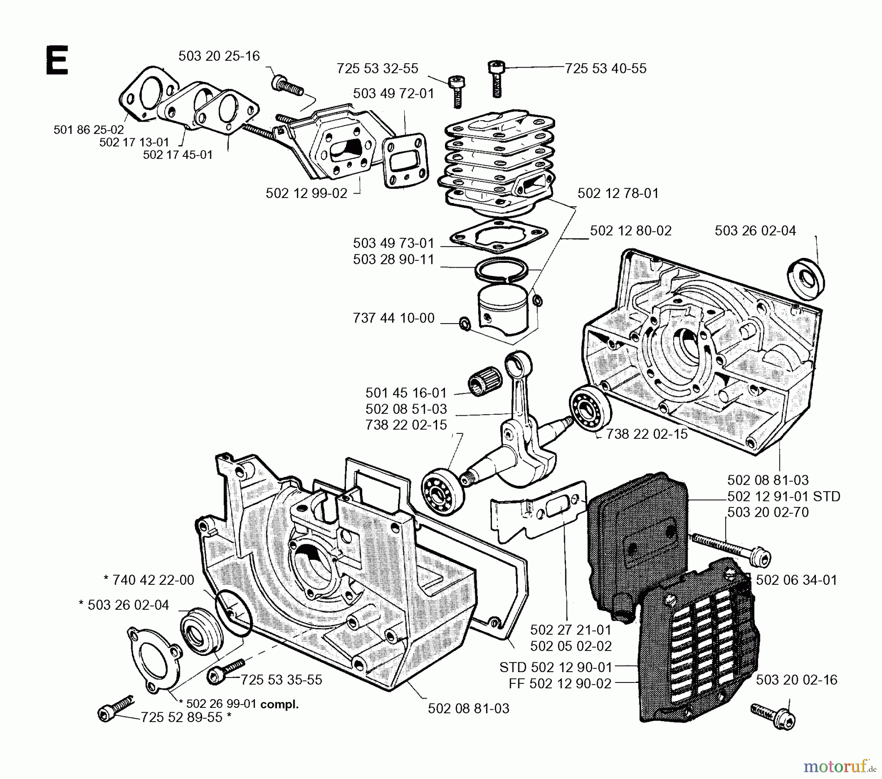  Jonsered Motorsensen, Trimmer RS51 - Jonsered String/Brush Trimmer (1995-03) CYLINDER CRANKCASE