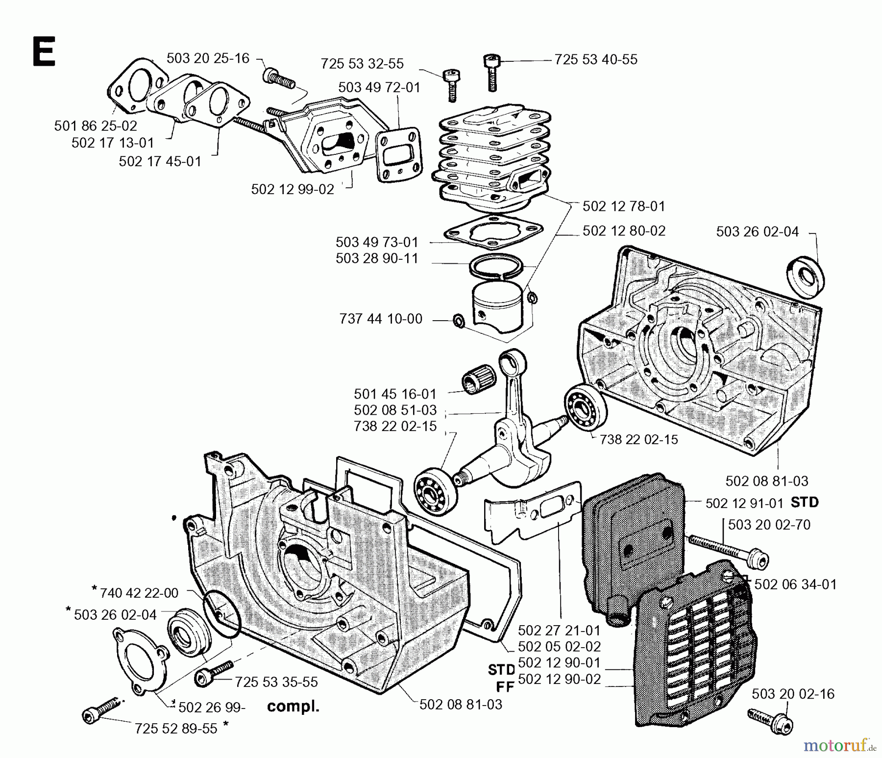  Jonsered Motorsensen, Trimmer RS51 - Jonsered String/Brush Trimmer (1996-03) CYLINDER CRANKCASE