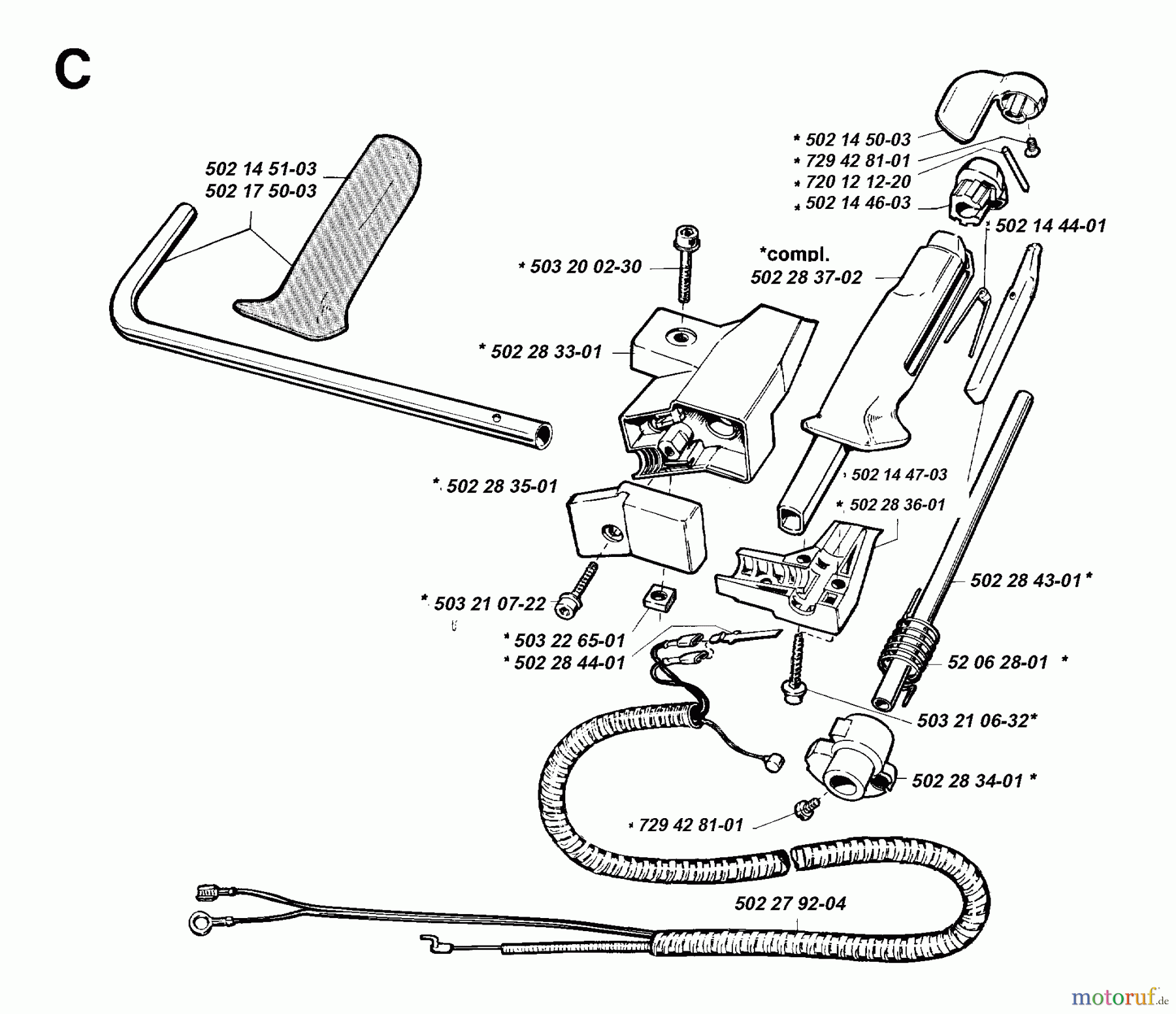  Jonsered Motorsensen, Trimmer RS51 - Jonsered String/Brush Trimmer (1996-03) HANDLE CONTROLS #2