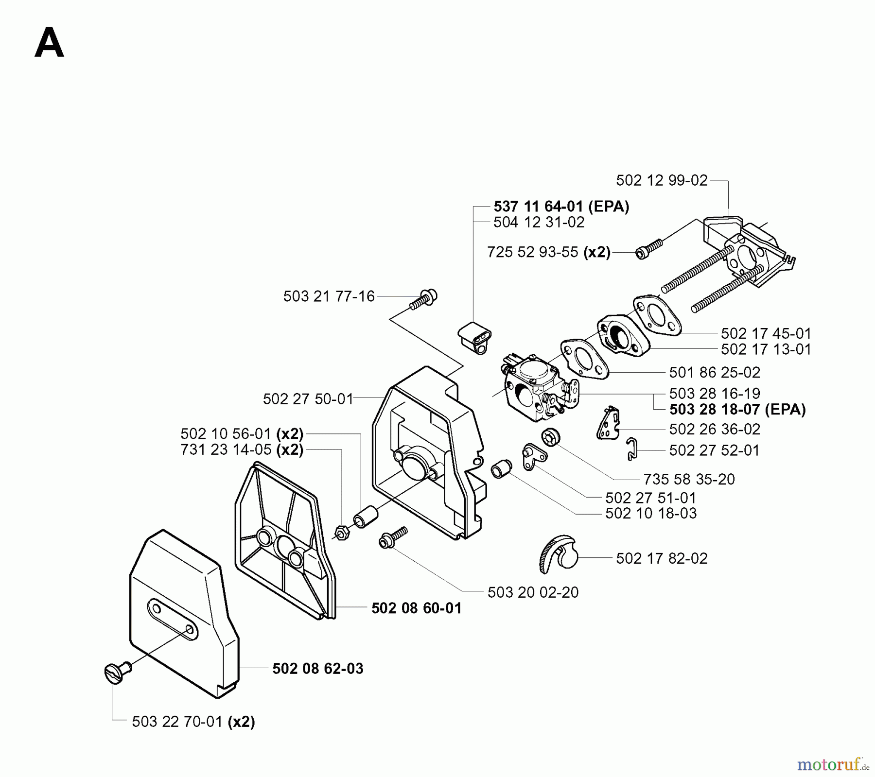  Jonsered Motorsensen, Trimmer RS52 EPA - Jonsered String/Brush Trimmer (2001-05) CARBURETOR AIR FILTER