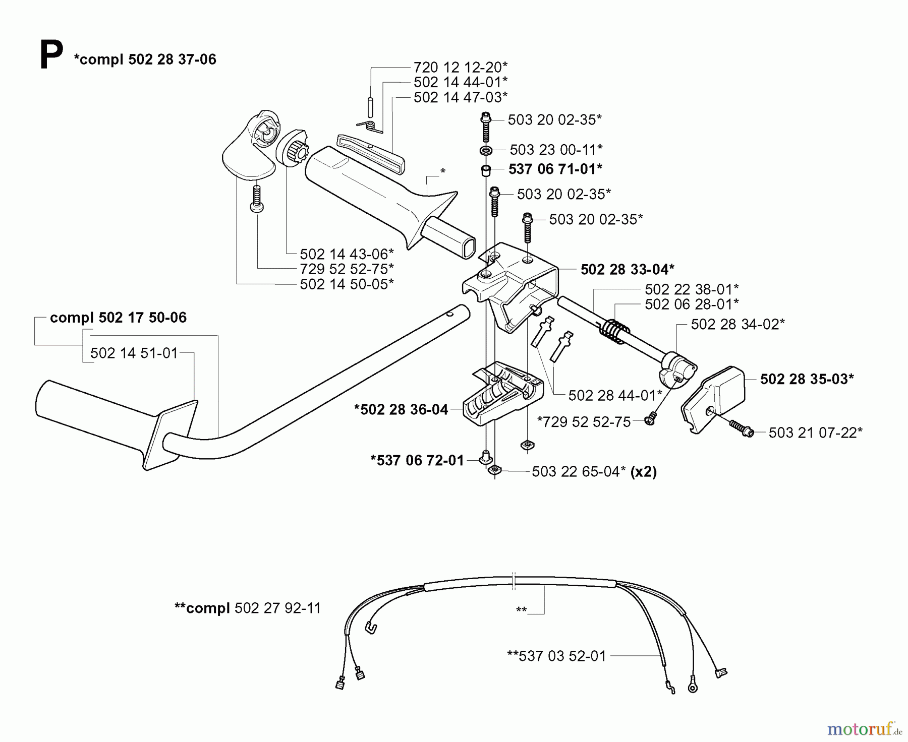  Jonsered Motorsensen, Trimmer RS52 - Jonsered String/Brush Trimmer (2001-05) HANDLE CONTROLS
