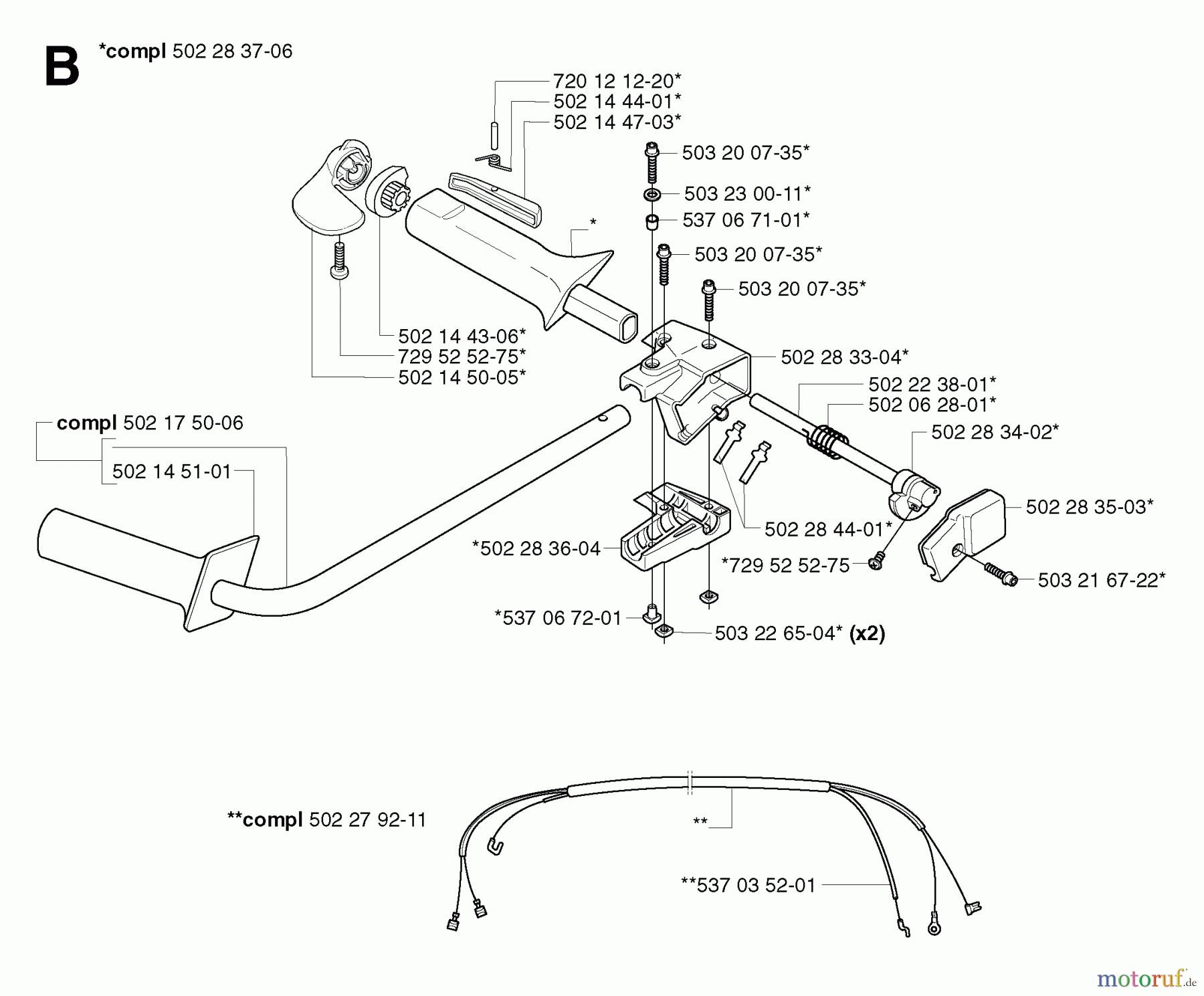  Jonsered Motorsensen, Trimmer RS52 EPA - Jonsered String/Brush Trimmer (2002-08) HANDLE CONTROLS