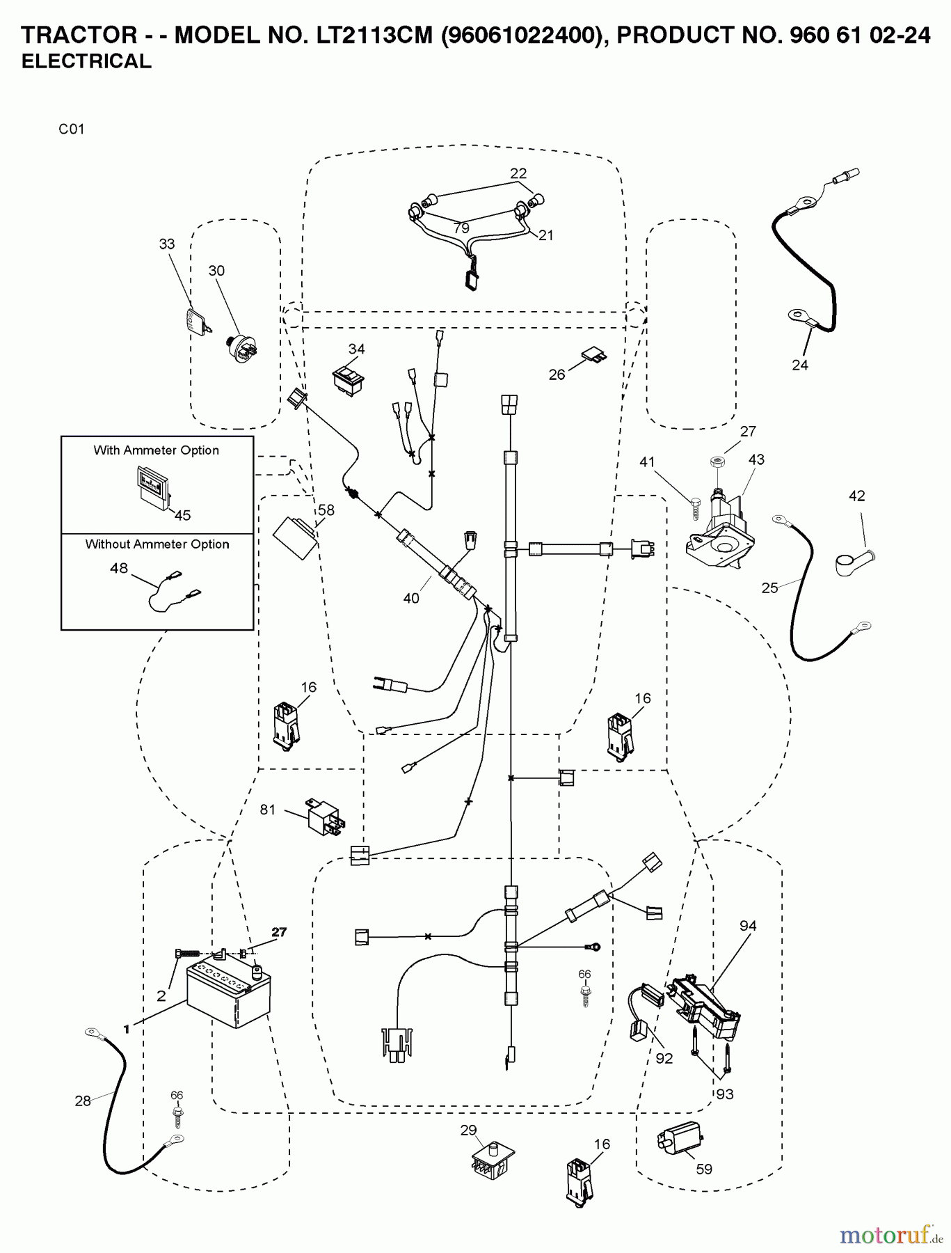  Jonsered Rasen  und Garten Traktoren LT2113 CM (96061022400) - Jonsered Lawn & Garden Tractor (2007-10) ELECTRICAL