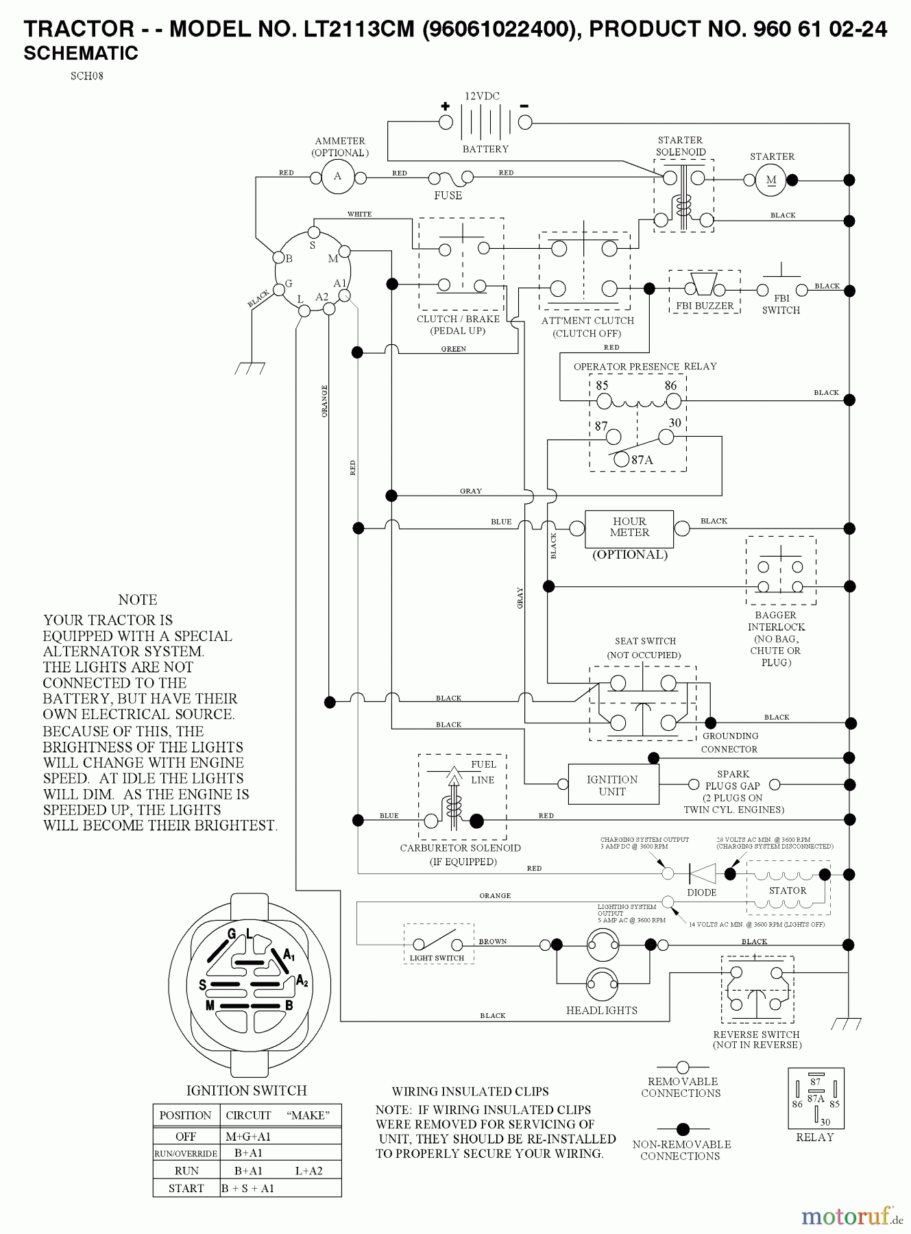  Jonsered Rasen  und Garten Traktoren LT2113 CM (96061022400) - Jonsered Lawn & Garden Tractor (2007-10) SCHEMATIC