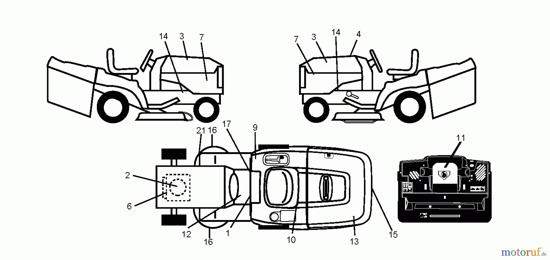  Jonsered Rasen  und Garten Traktoren LT2113 CM (96061022404) - Jonsered Lawn & Garden Tractor (2010-03) DECALS