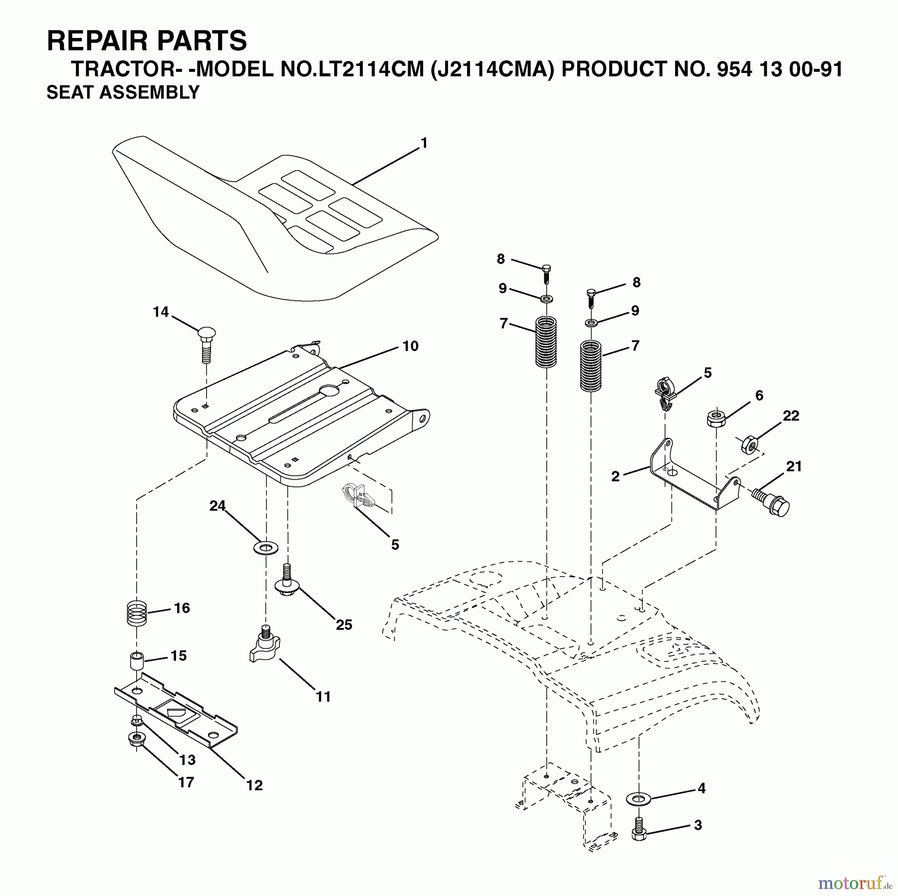 Jonsered Rasen und Garten Traktoren LT2114 CM (J2114CMA, 954130091) - Jonsered Lawn & Garden Tractor (2003-01) SEAT