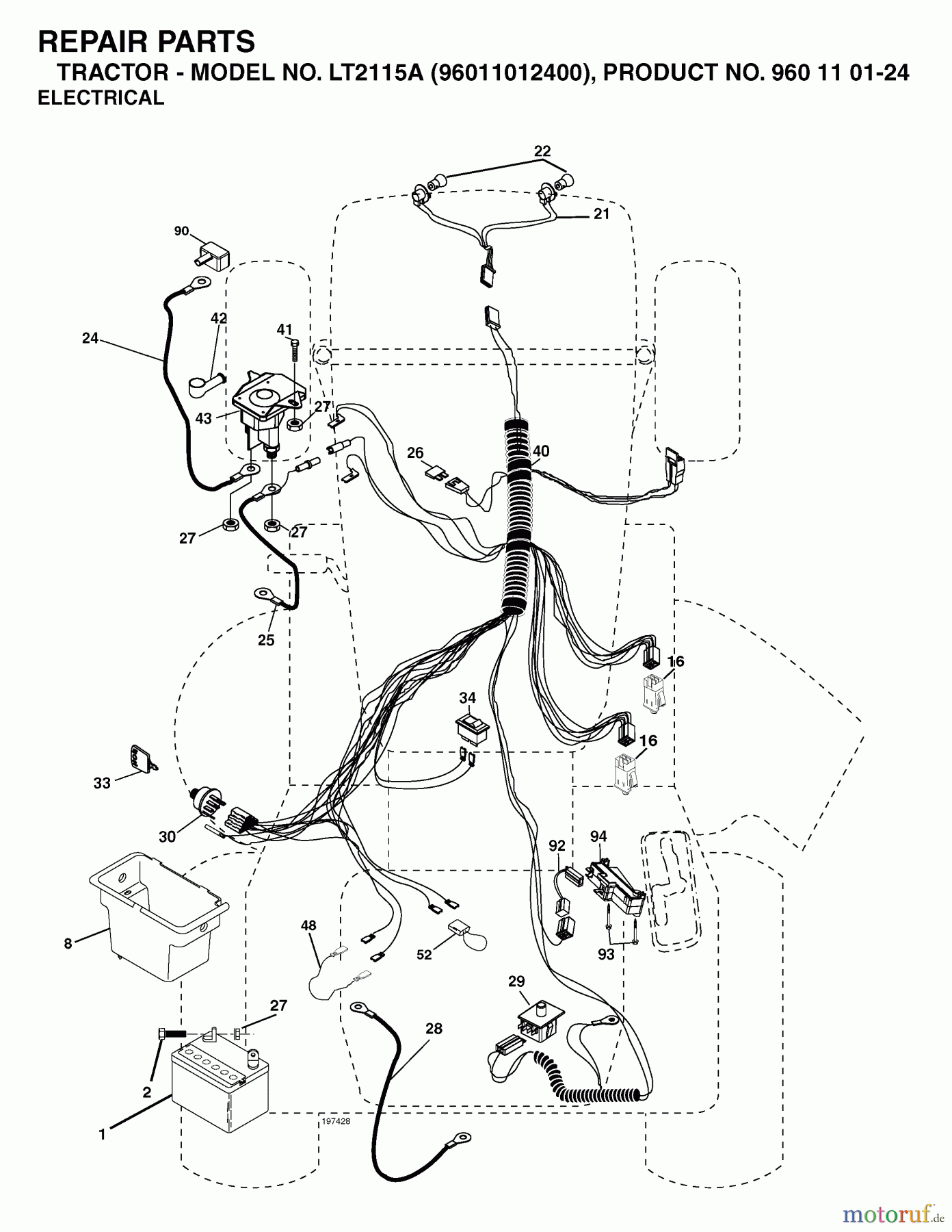  Jonsered Rasen  und Garten Traktoren LT2115 A (96011012400) - Jonsered Lawn & Garden Tractor (2006-01) ELECTRICAL