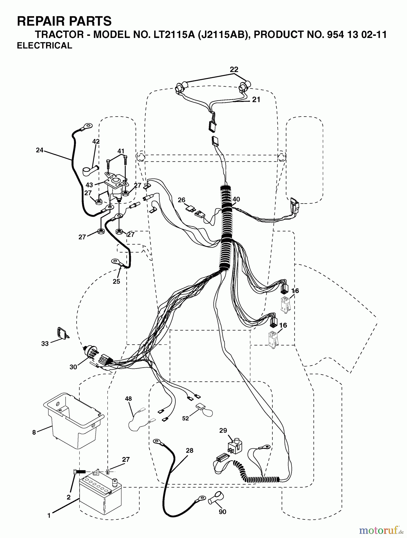  Jonsered Rasen  und Garten Traktoren LT2115 A (J2115AB, 954130211) - Jonsered Lawn & Garden Tractor (2004-06) ELECTRICAL