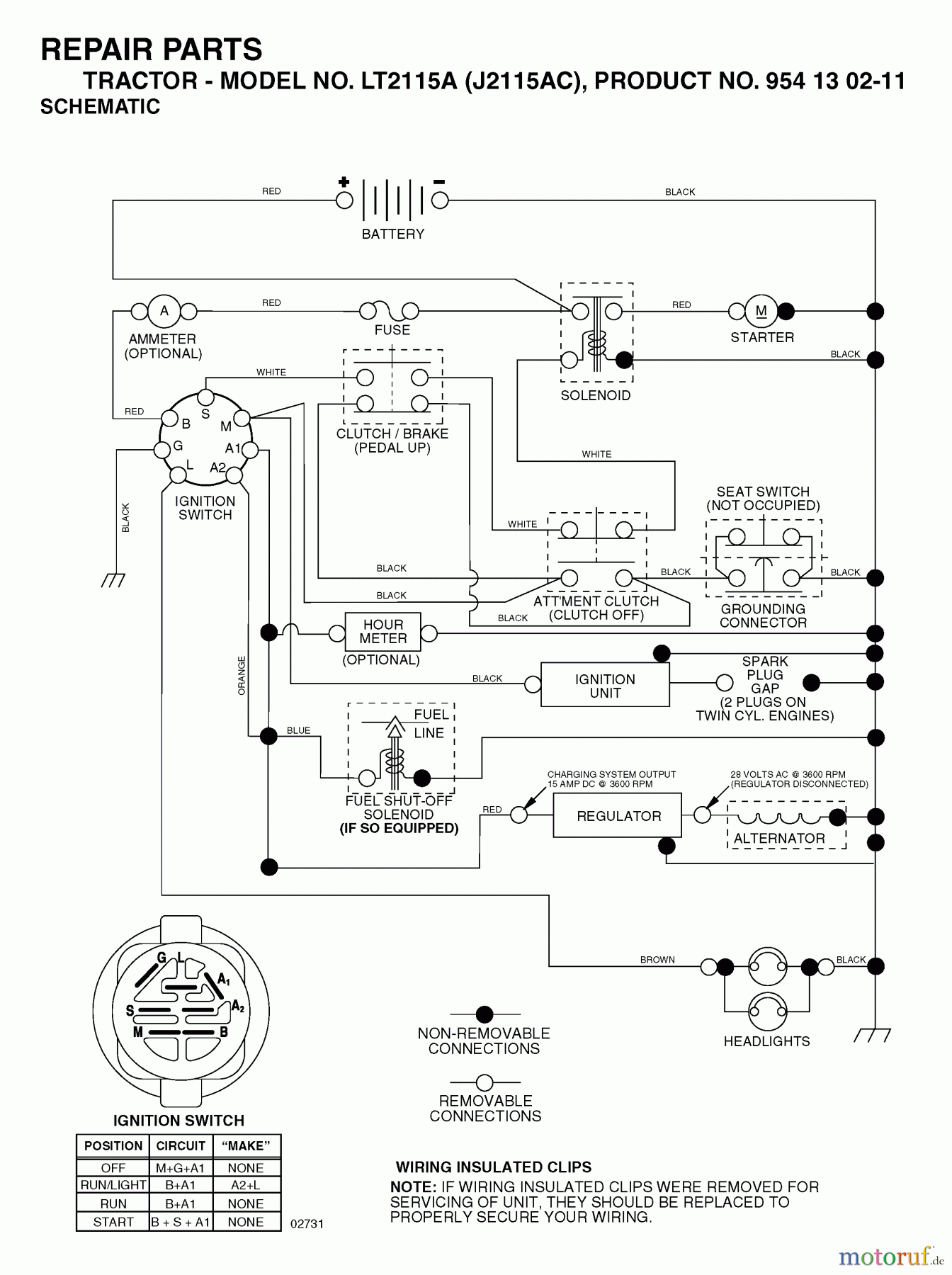  Jonsered Rasen  und Garten Traktoren LT2115 A (J2115AC, 954130211) - Jonsered Lawn & Garden Tractor (2004-09) SCHEMATIC