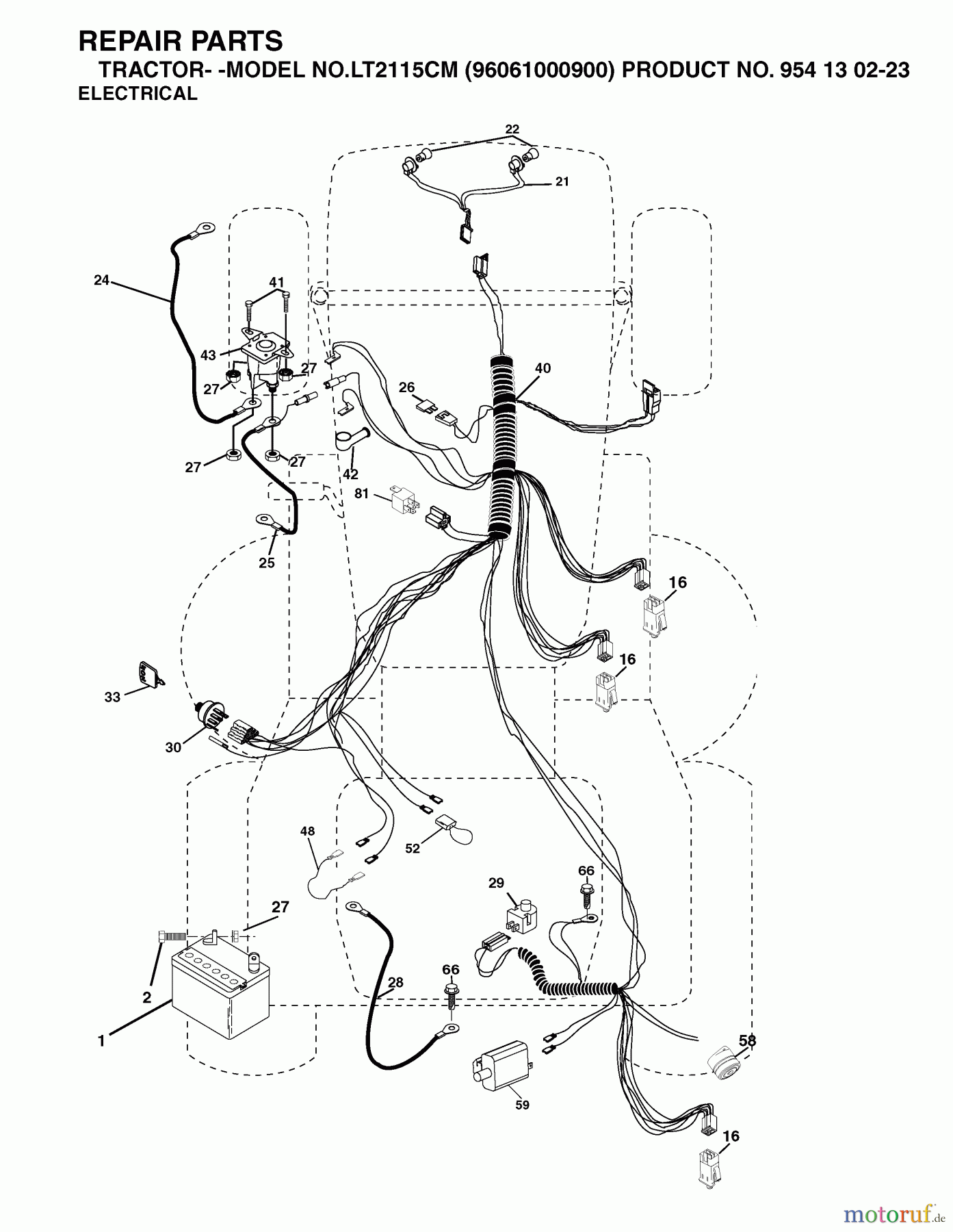  Jonsered Rasen  und Garten Traktoren LT2115 CM (96061000900) - Jonsered Lawn & Garden Tractor (2005-01) ELECTRICAL