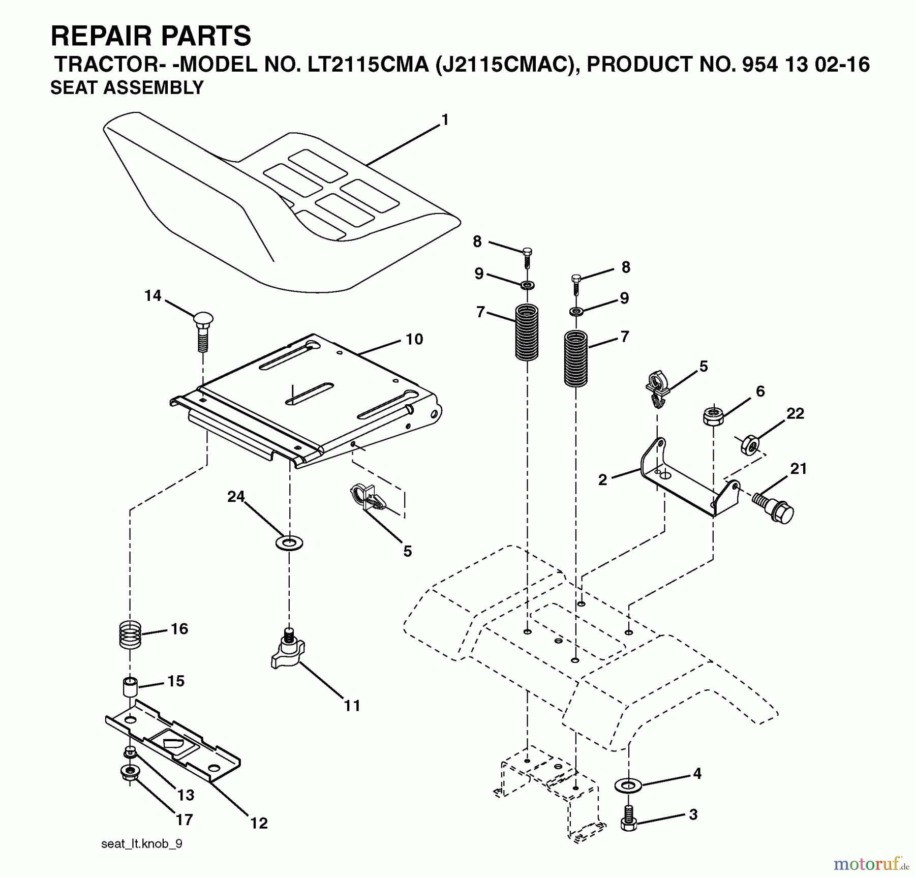  Jonsered Rasen  und Garten Traktoren LT2115 CMA (J2115CMAC, 954130216) - Jonsered Lawn & Garden Tractor (2004-06) SEAT