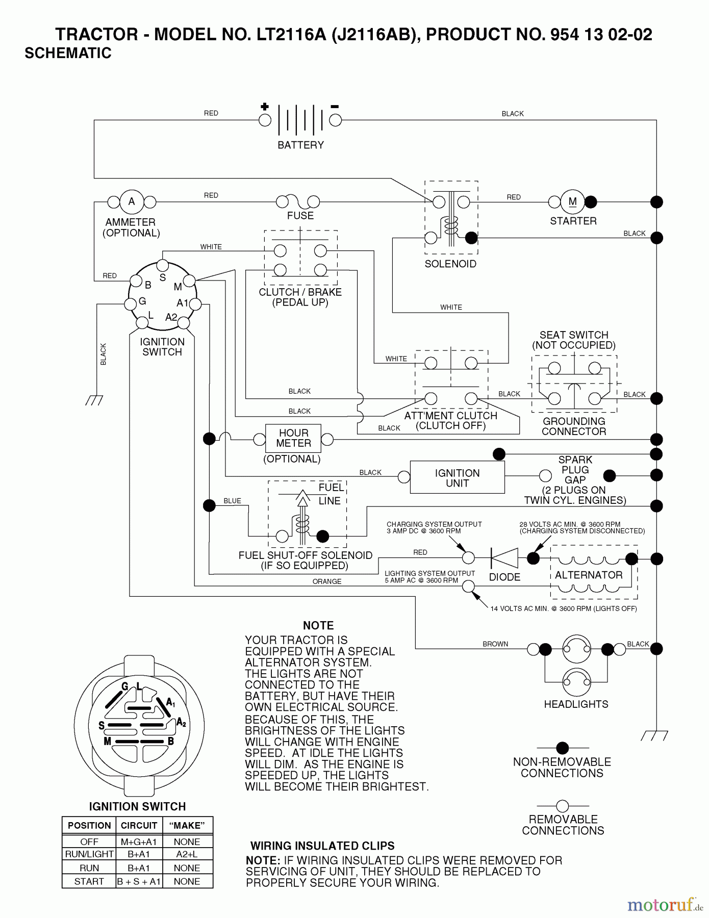  Jonsered Rasen  und Garten Traktoren LT2116 A (J2116AB, 954130202) - Jonsered Lawn & Garden Tractor (2003-01) SCHEMATIC