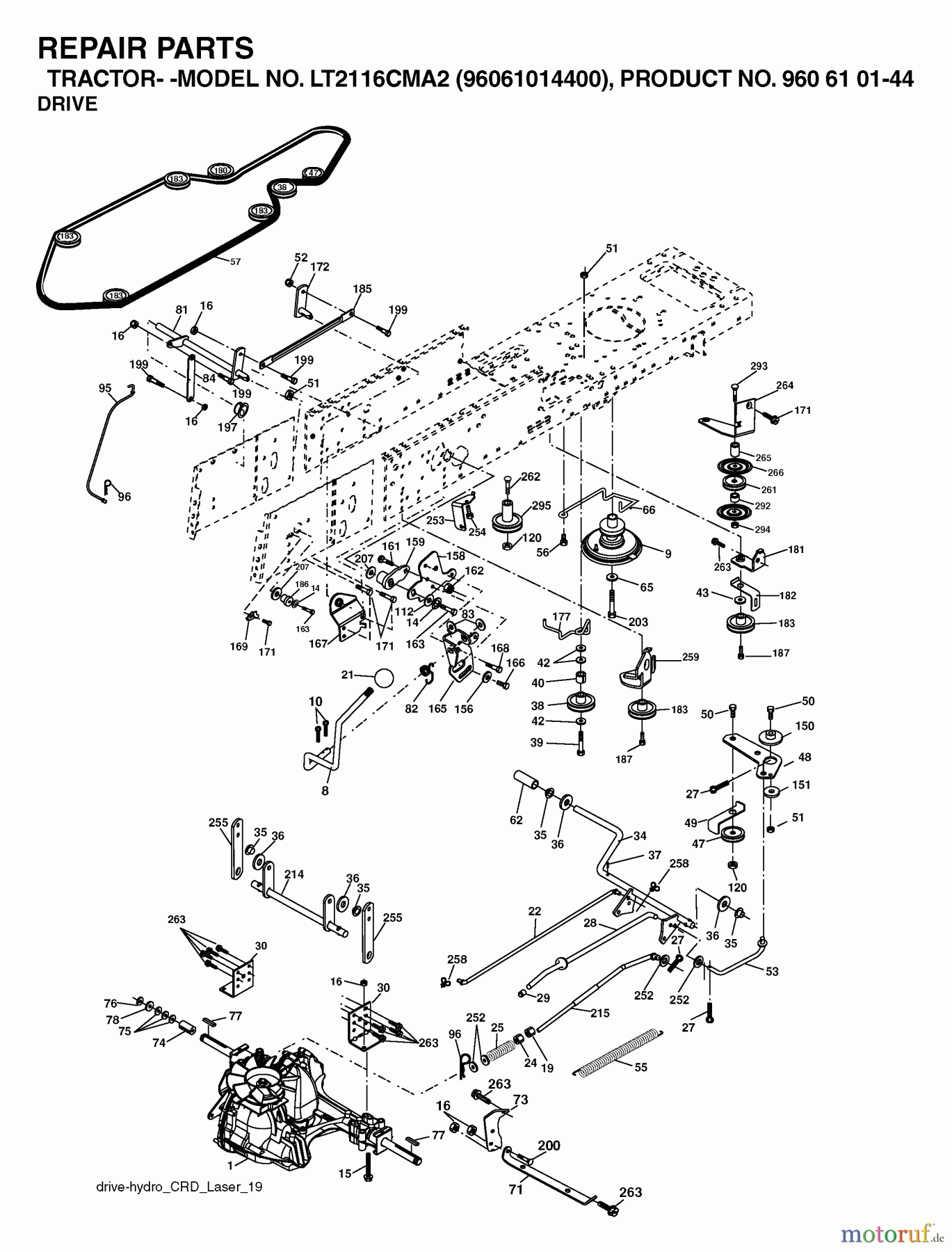  Jonsered Rasen  und Garten Traktoren LT2116 CMA2 (96061014400) - Jonsered Lawn & Garden Tractor (2006-02) DRIVE