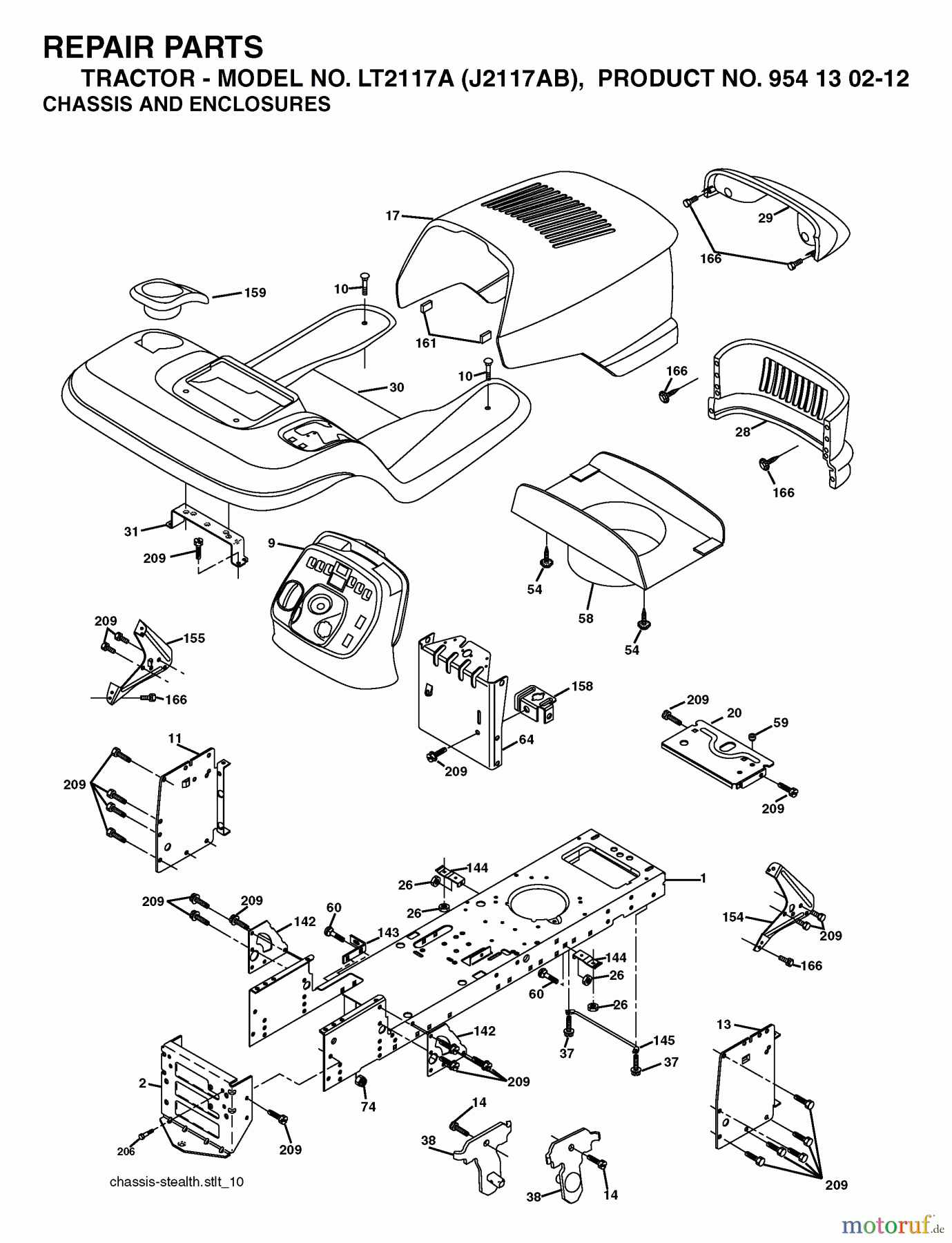  Jonsered Rasen  und Garten Traktoren LT2117 A (J2117AB, 954130212) - Jonsered Lawn & Garden Tractor (2004-01) CHASSIS ENCLOSURES