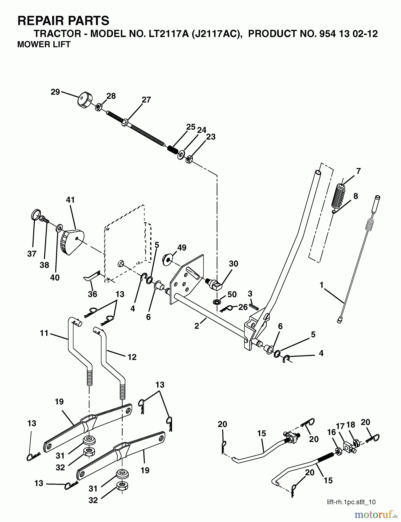  Jonsered Rasen  und Garten Traktoren LT2117 A (J2117AC, 954130212) - Jonsered Lawn & Garden Tractor (2004-06) MOWER LIFT / DECK LIFT
