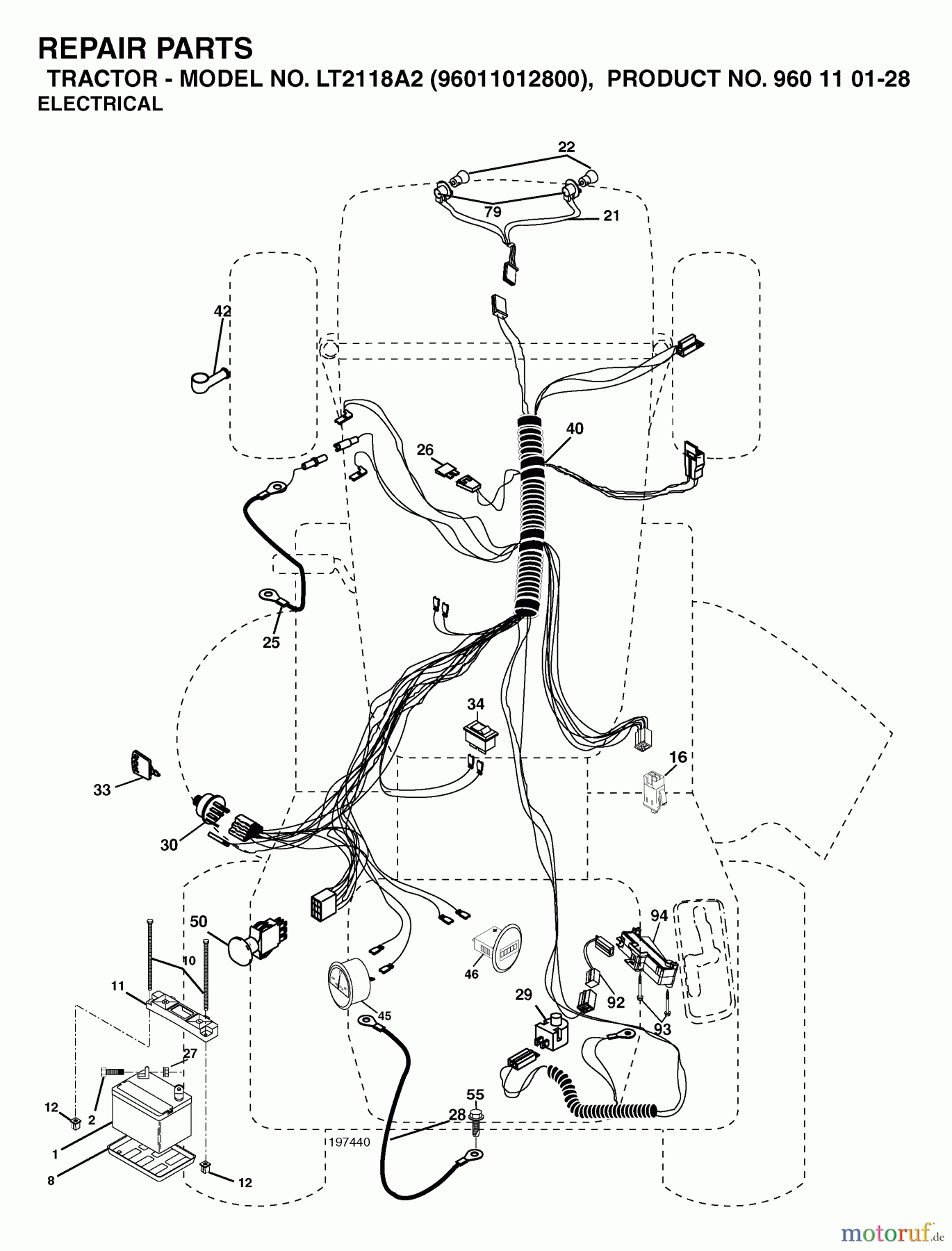  Jonsered Rasen  und Garten Traktoren LT2118 A2 (96011012800) - Jonsered Lawn & Garden Tractor (2006-02) ELECTRICAL