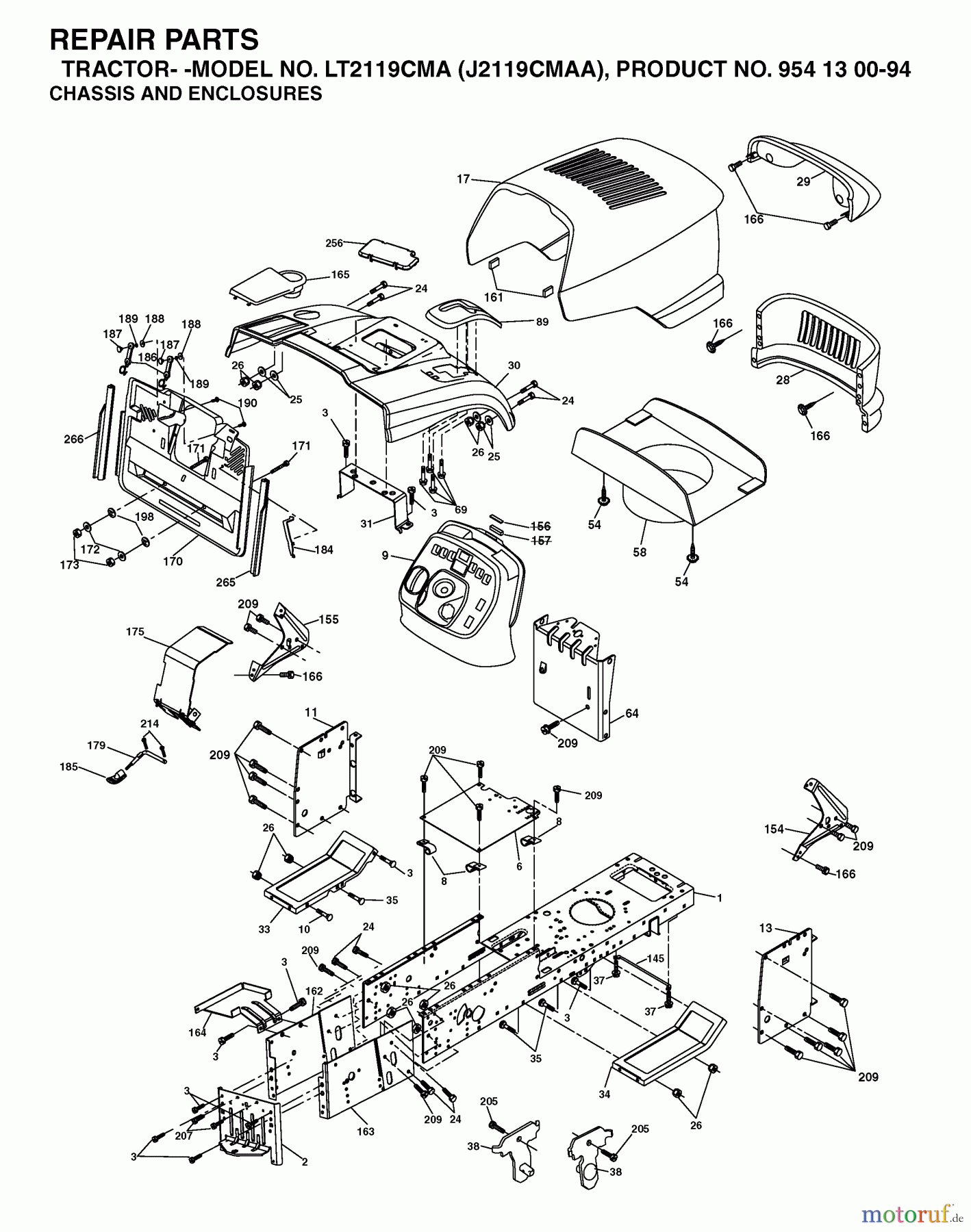  Jonsered Rasen  und Garten Traktoren LT2119 CMA (J2119CMAA, 954130094) - Jonsered Lawn & Garden Tractor (2003-01) CHASSIS ENCLOSURES