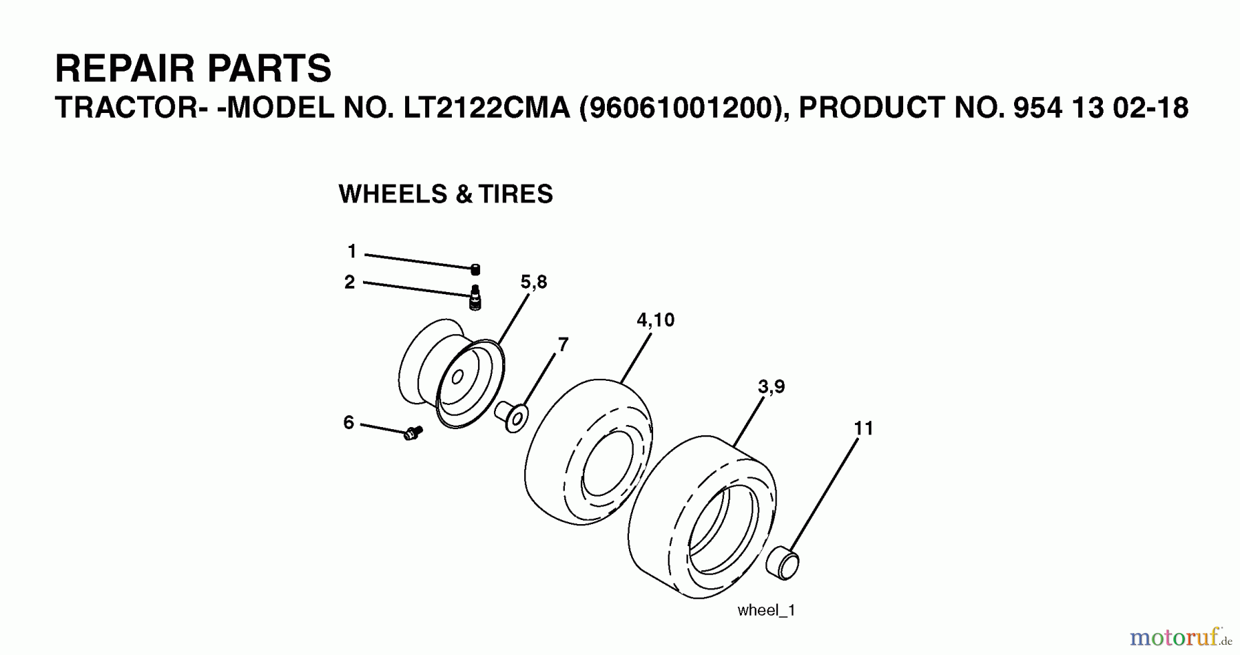 Jonsered Rasen und Garten Traktoren LT2122 CMA (96061001200) - Jonsered Lawn & Garden Tractor (2005-01) WHEELS TIRES