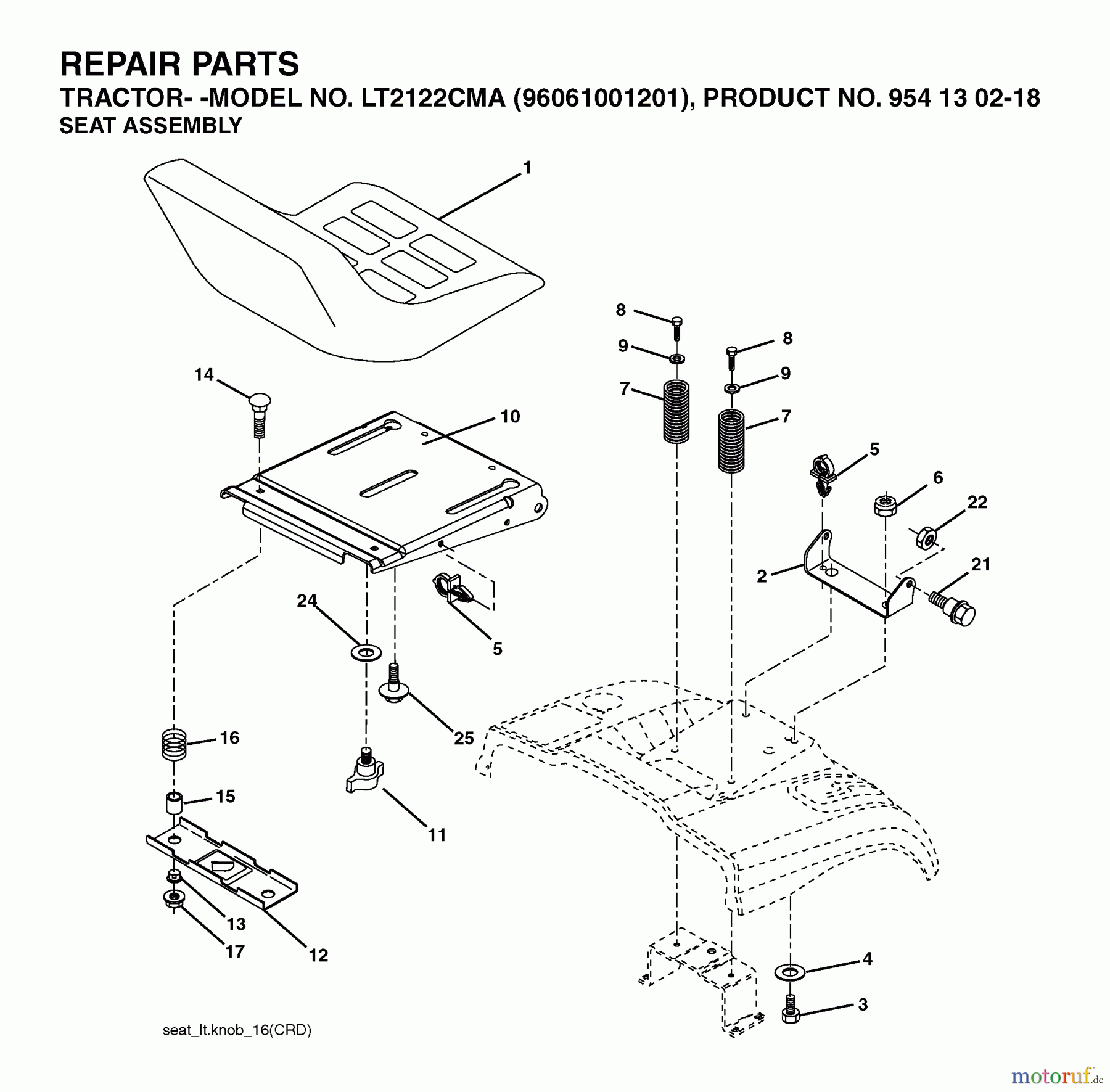  Jonsered Rasen  und Garten Traktoren LT2122 CMA (96061001201) - Jonsered Lawn & Garden Tractor (2005-04) SEAT