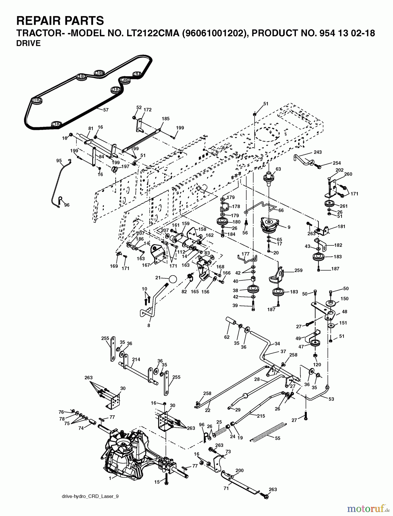  Jonsered Rasen  und Garten Traktoren LT2122 CMA (96061001202) - Jonsered Lawn & Garden Tractor (2005-05) DRIVE