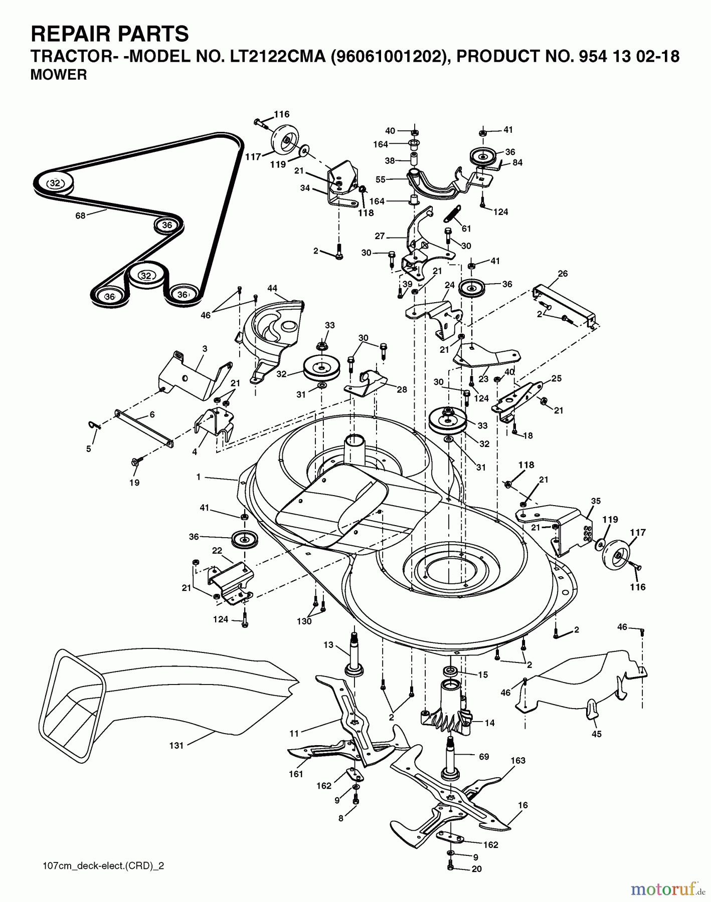  Jonsered Rasen  und Garten Traktoren LT2122 CMA (96061001202) - Jonsered Lawn & Garden Tractor (2005-05) MOWER DECK / CUTTING DECK