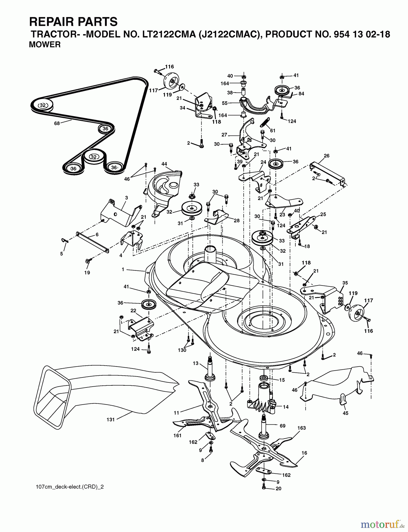  Jonsered Rasen  und Garten Traktoren LT2122 CMA (J2122CMAC, 954130218) - Jonsered Lawn & Garden Tractor (2004-06) MOWER DECK / CUTTING DECK