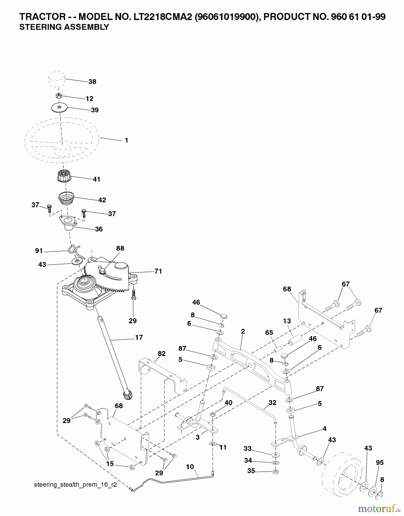  Jonsered Rasen  und Garten Traktoren LT221 CMA2 - Jonsered Lawn & Garden Tractor (2007-02) STEERING