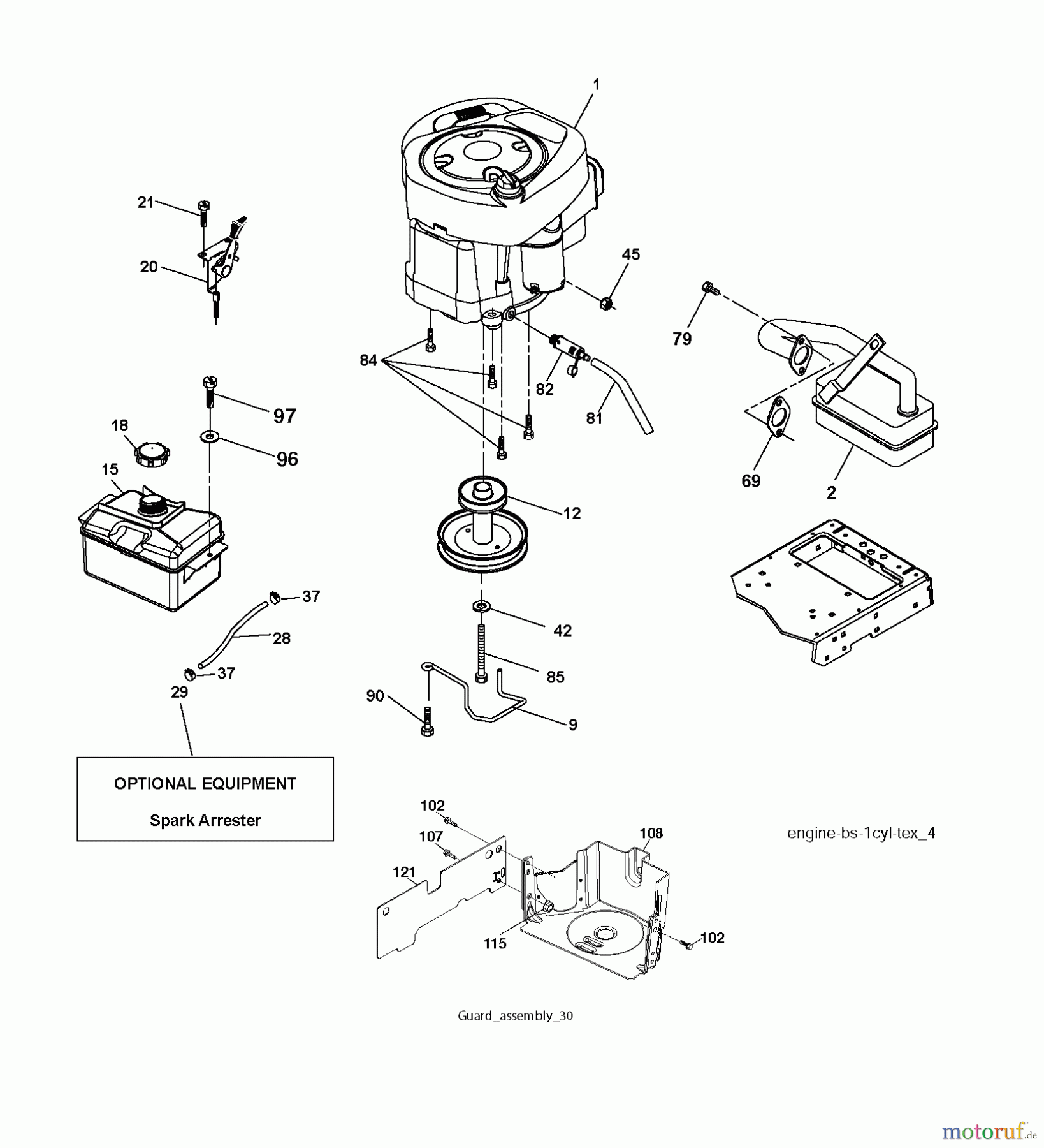  Jonsered Rasen  und Garten Traktoren LT2213 (96041008700) - Jonsered Lawn & Garden Tractor (2009-01) ENGINE