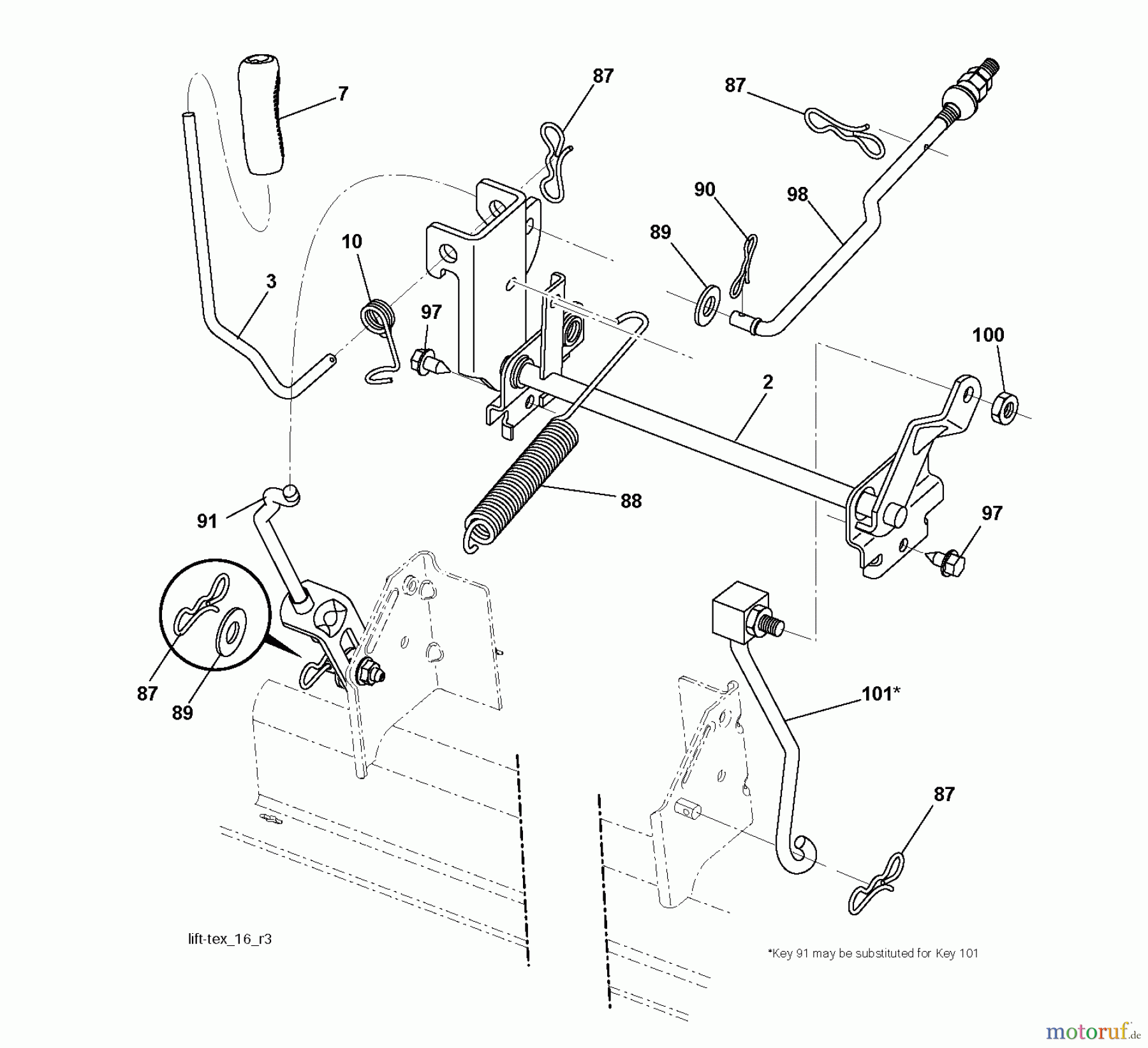  Jonsered Rasen  und Garten Traktoren LT2213 A (96041008800) - Jonsered Lawn & Garden Tractor (2009-02) MOWER LIFT / DECK LIFT