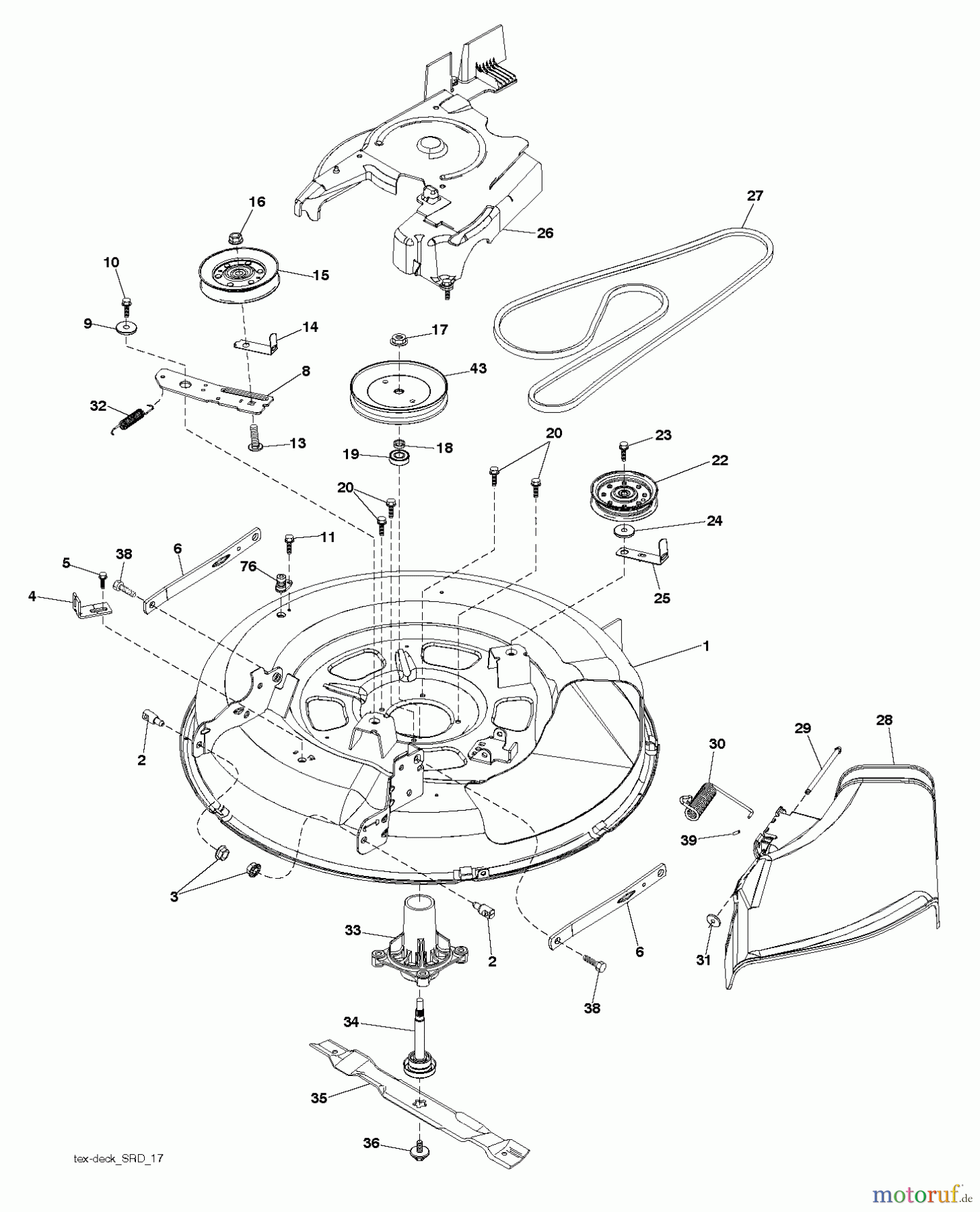  Jonsered Rasen  und Garten Traktoren LT2213 A (96041015200) - Jonsered Lawn & Garden Tractor (2010-01) MOWER DECK / CUTTING DECK