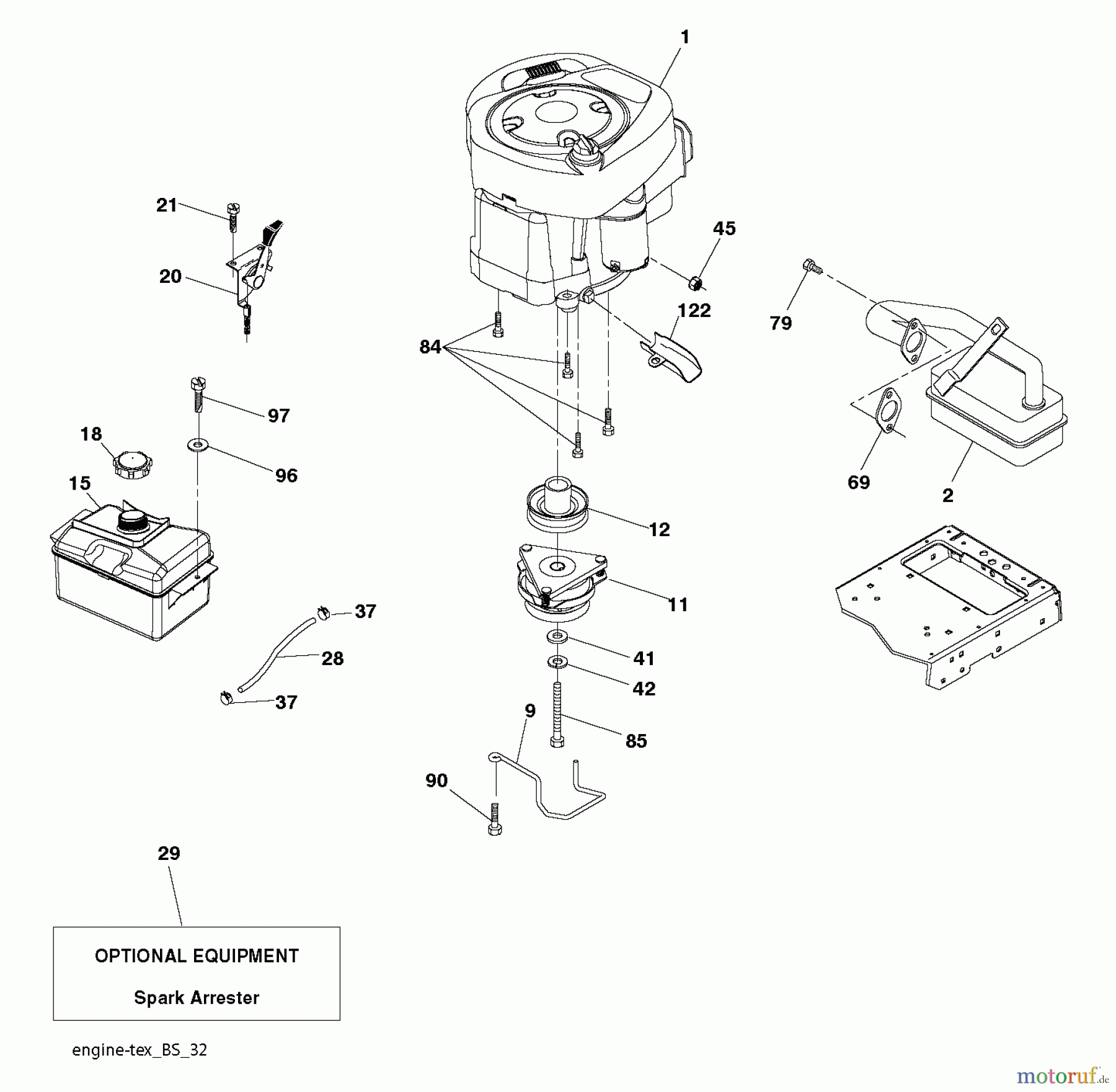  Jonsered Rasen  und Garten Traktoren LT2213 A (96041015201) - Jonsered Lawn & Garden Tractor (2010-10) ENGINE