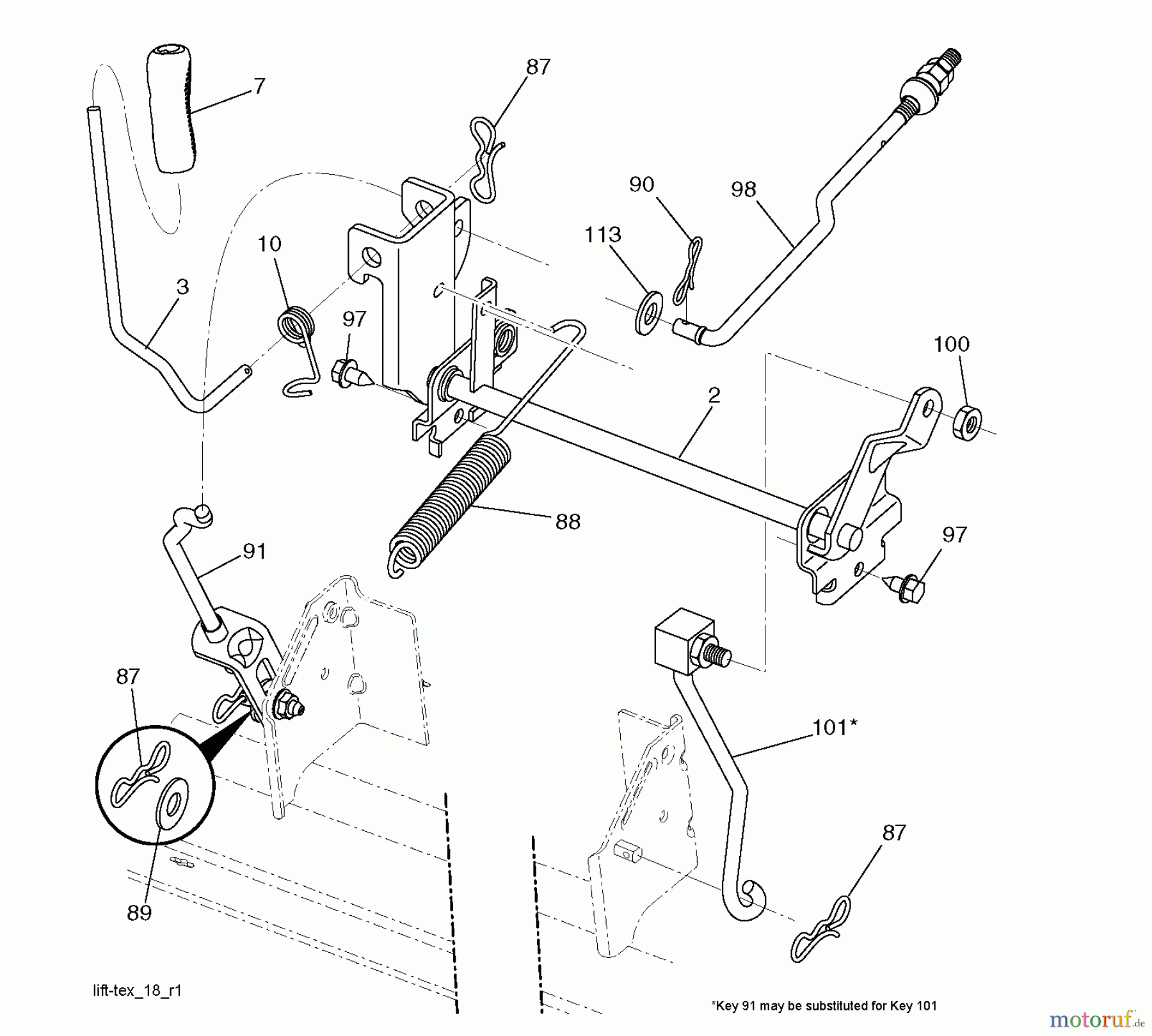  Jonsered Rasen  und Garten Traktoren LT2213 C (96041008101) - Jonsered Lawn & Garden Tractor (2009-08) MOWER LIFT / DECK LIFT