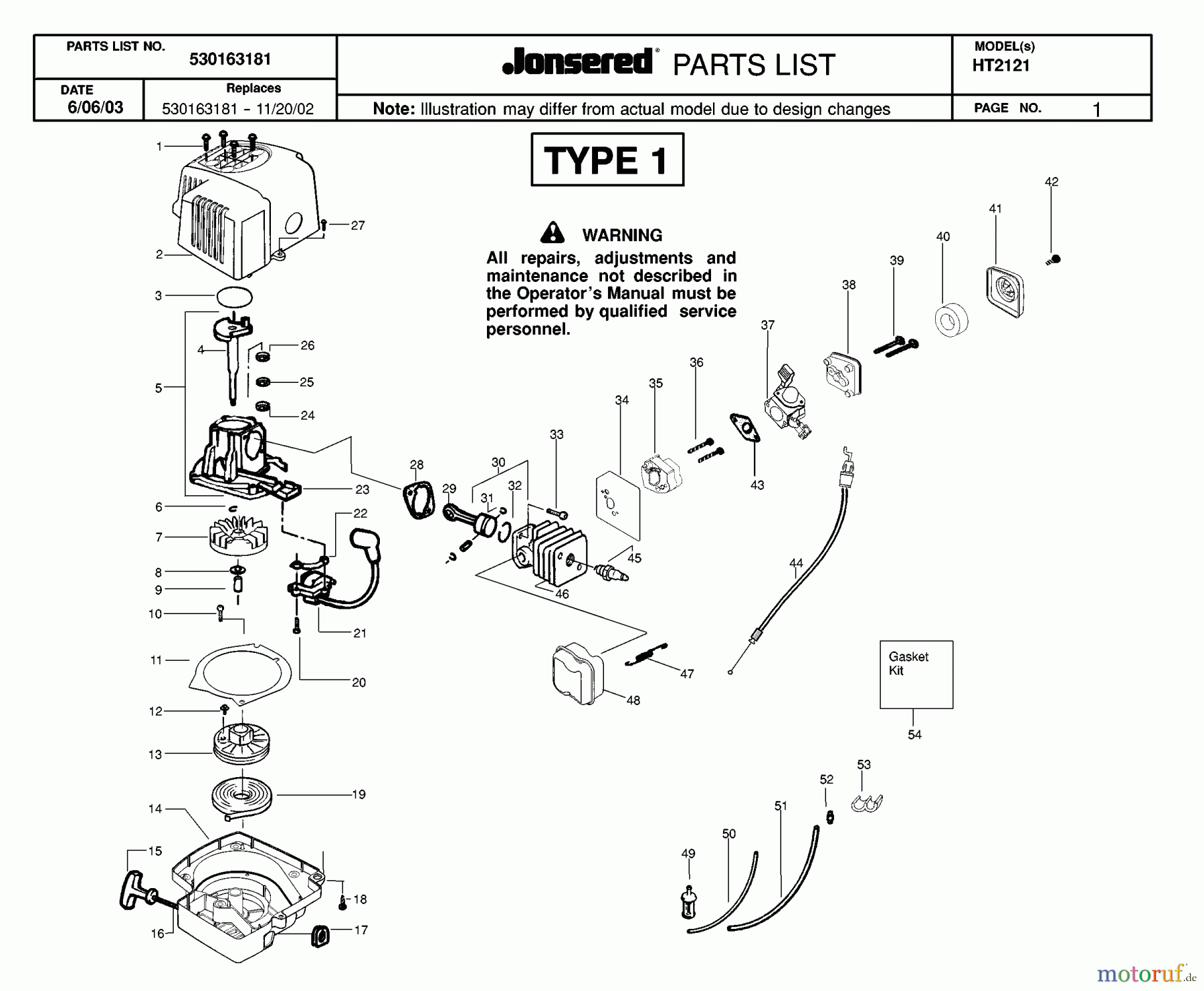  Jonsered Heckenscheren HT2121 - Jonsered Hedge Trimmer (2004-01) ENGINE #2