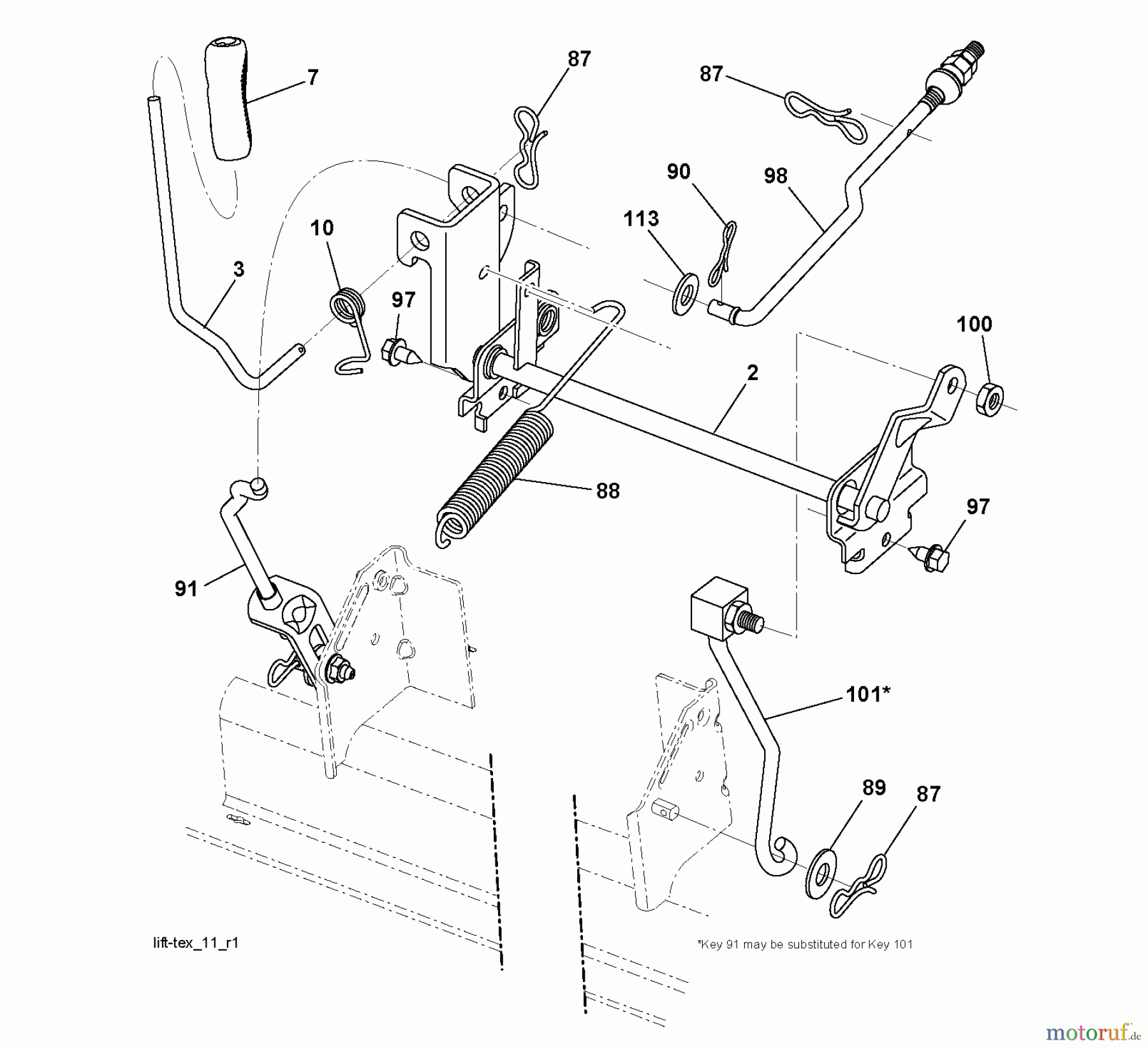 Jonsered Rasen und Garten Traktoren LT2213 CA (96041015500) - Jonsered Lawn & Garden Tractor (2010-01) MOWER LIFT / DECK LIFT