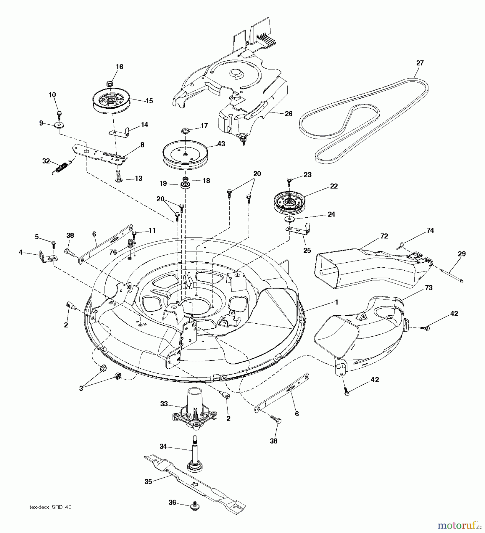  Jonsered Rasen  und Garten Traktoren LT2213 CA (96051001000) - Jonsered Lawn & Garden Tractor (2010-10) MOWER DECK / CUTTING DECK
